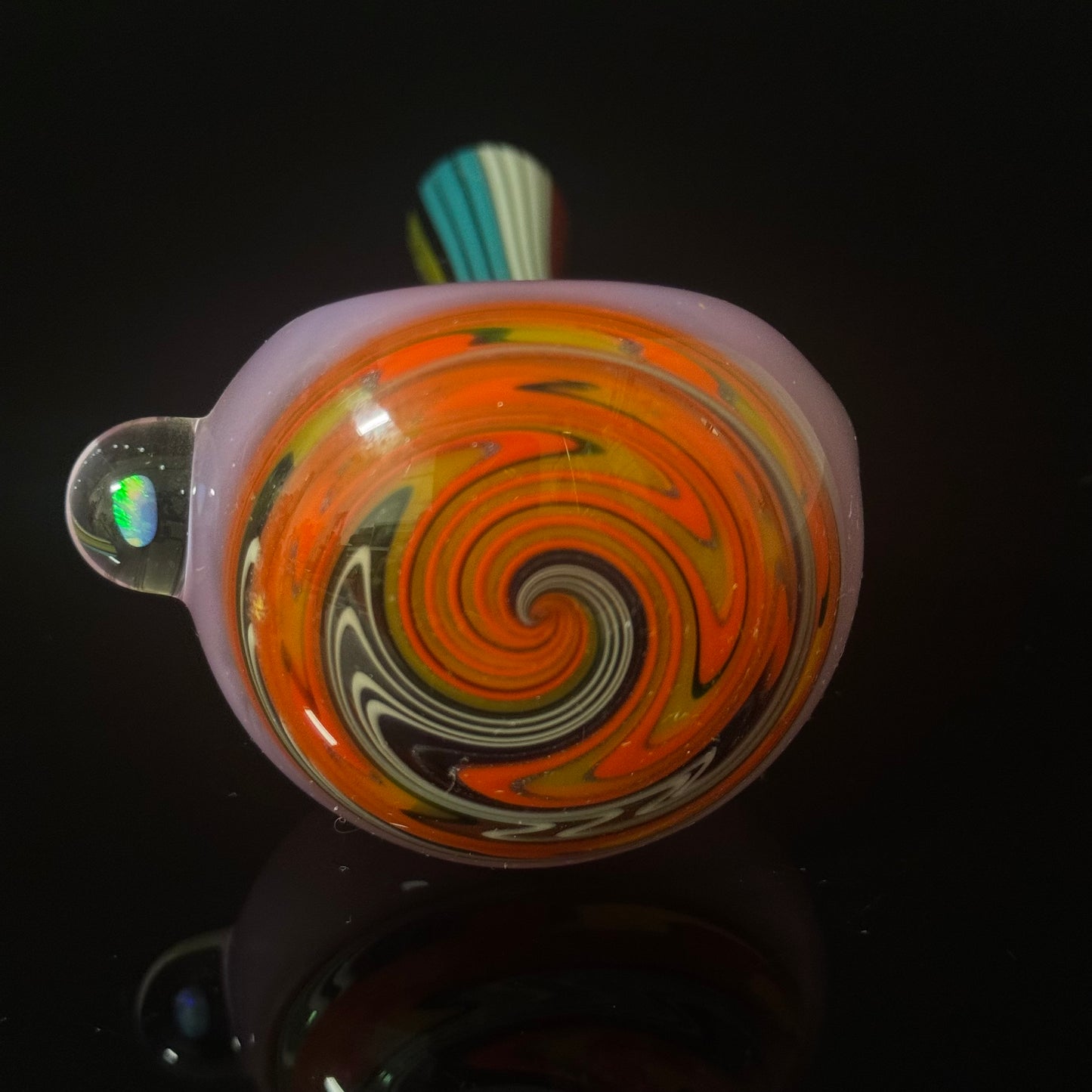 Full Linework Switchback Glass Pipe, Pink Slyme, Heady Hand Blown with An Opal