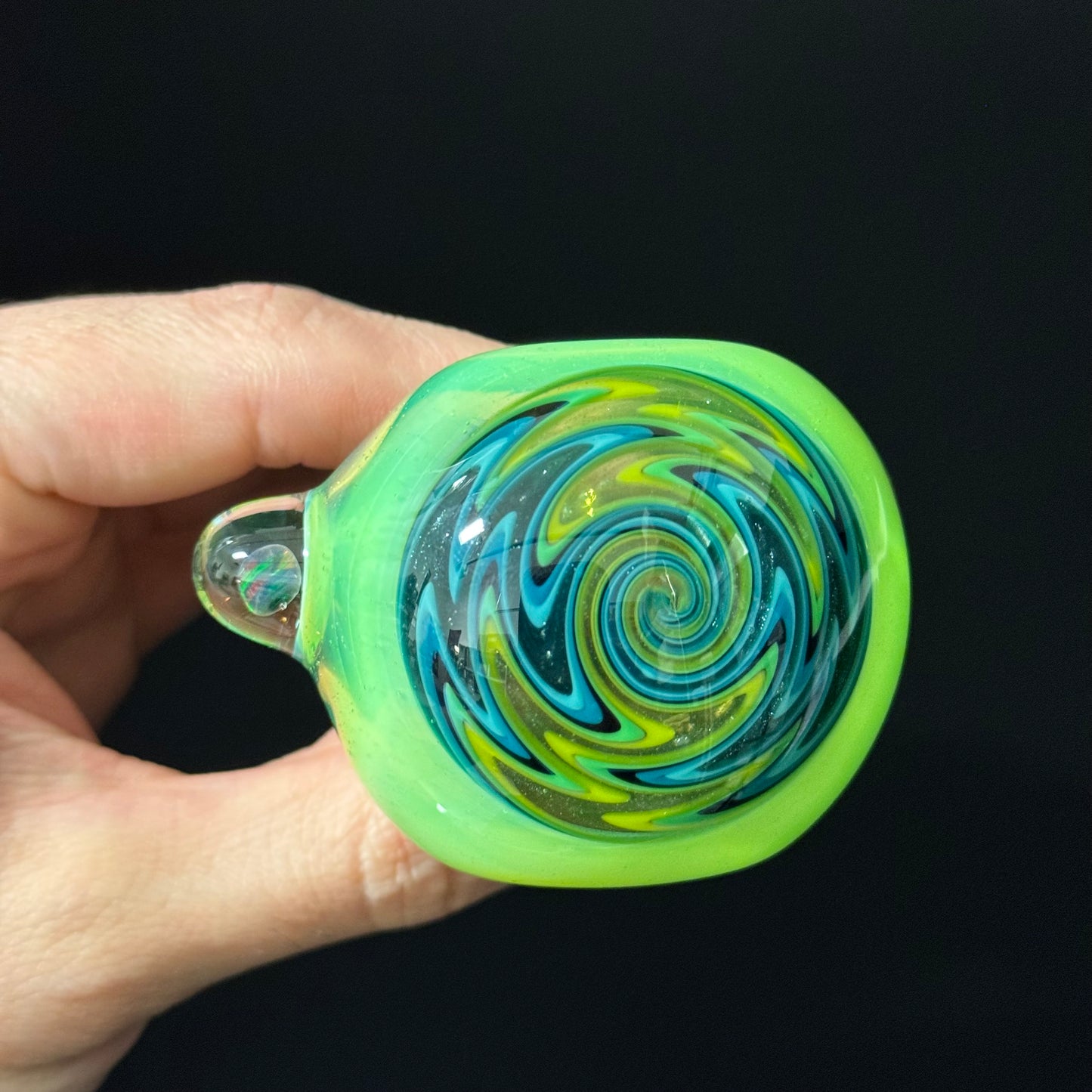 Slyme Color Linework Glass Pipe, Heady Hand Blown with An Opal