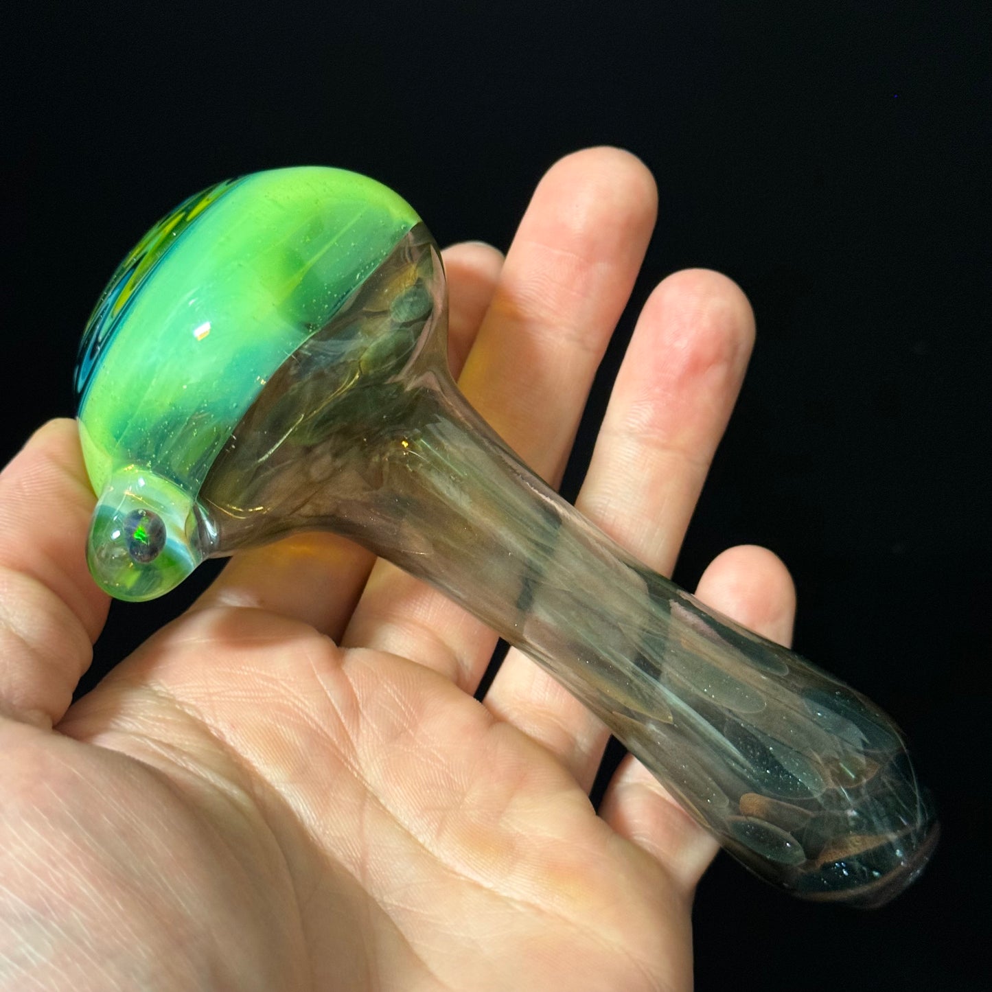 Slyme Color Linework Glass Pipe, Heady Hand Blown with An Opal