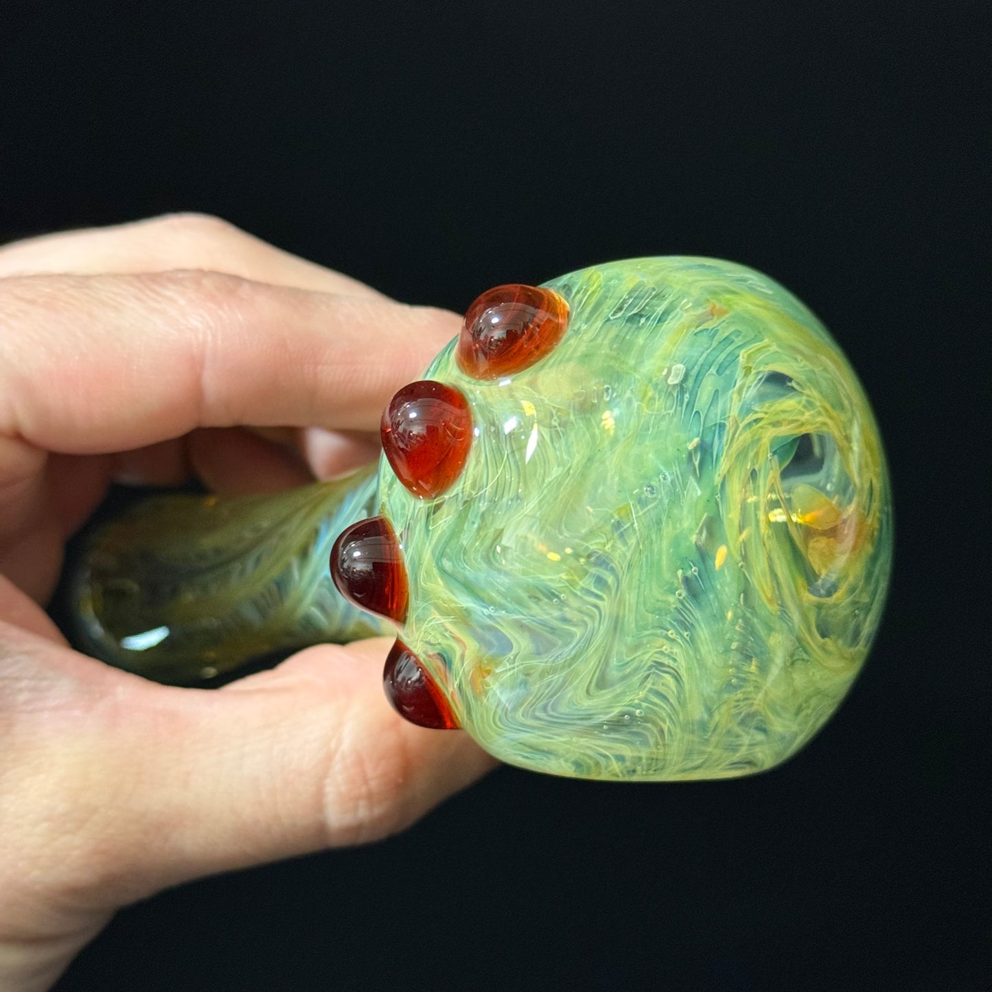 Wrap & Rake Color Changing Glass Heady Pipe Hand Blown