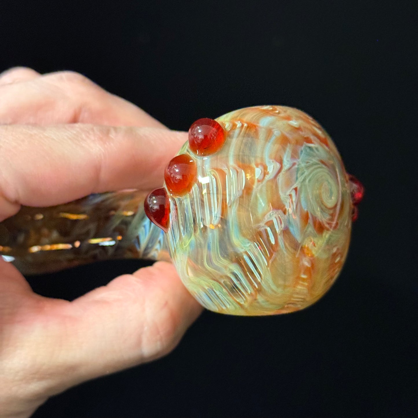 Wrap & Rake Color Changing Glass Heady Pipe Hand Blown