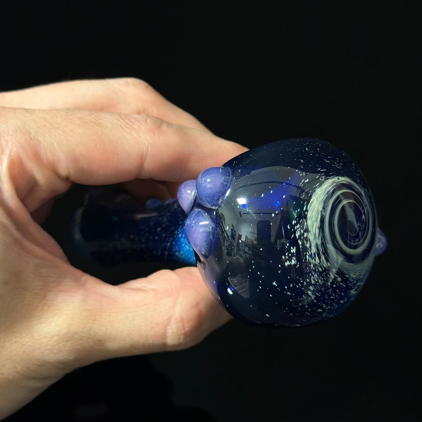 Blue Pink Slyme Space Galaxy Nebula Glass Pipe Silver Fumed Glass Pipe, Heady Hand Blown