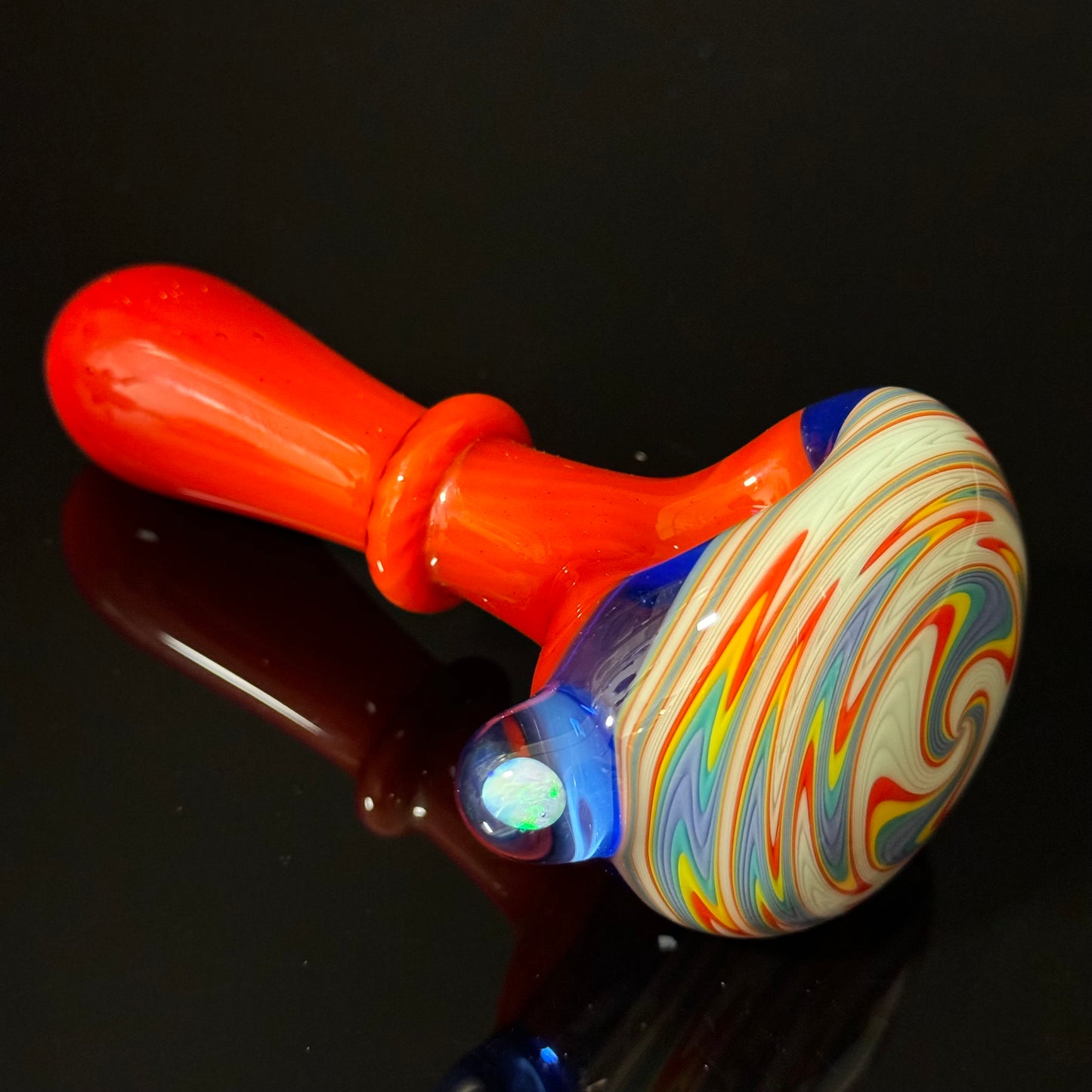 Full Color Linework Glass Pipe, Heady Hand Blown with An Opal