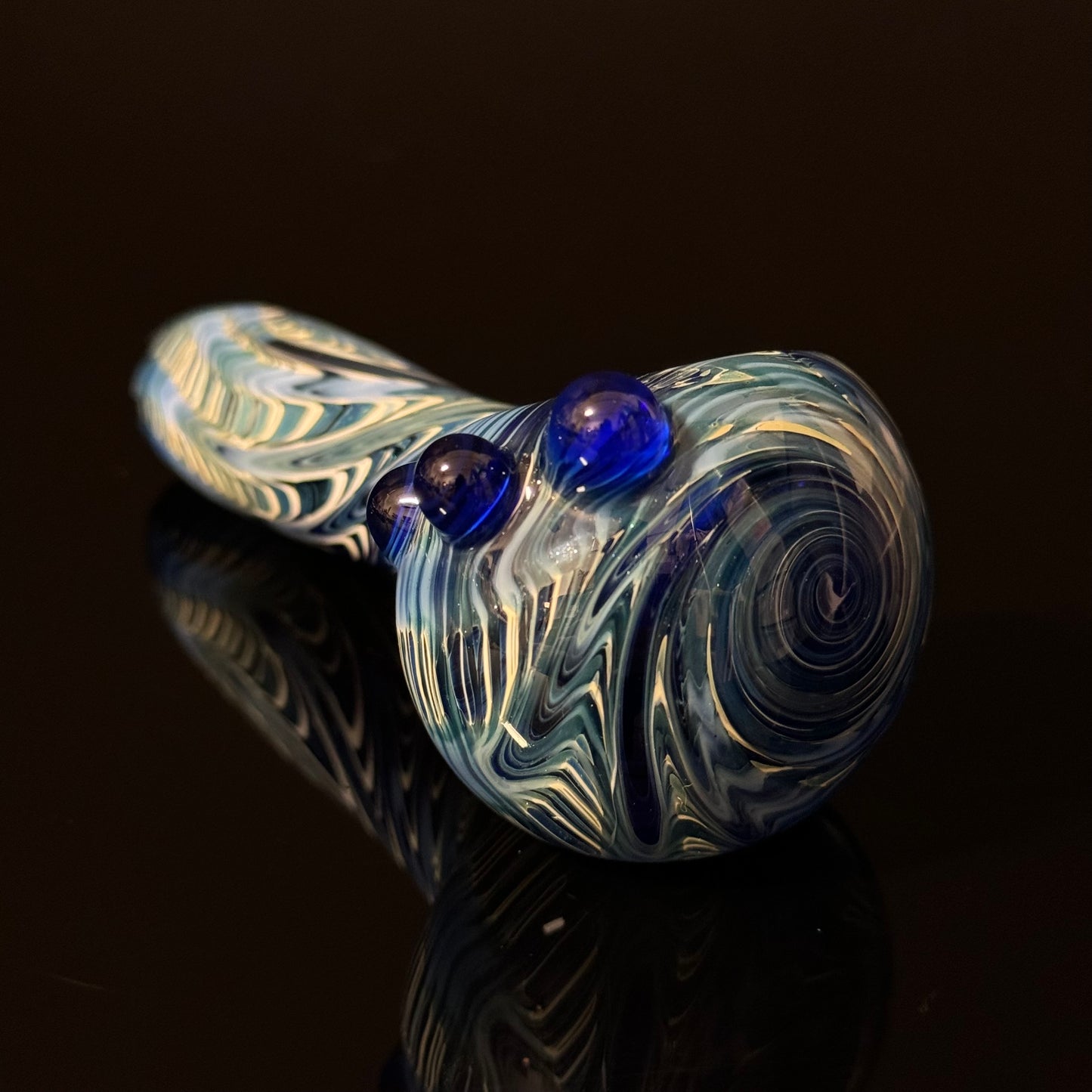 Blue & White Cobalt Wrapped Color Glass Heady Pipe Hand Blown