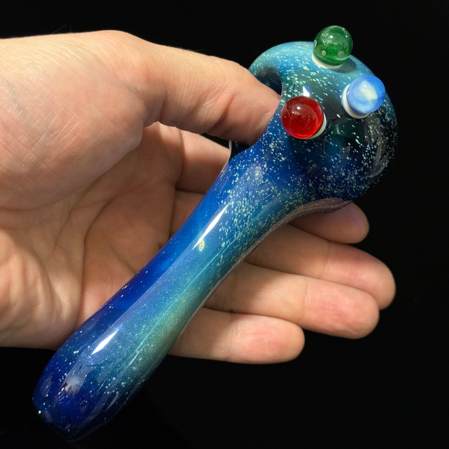 Blue Space Galaxy Nebula Glass Pipe Silver Fumed Glass Pipe, Heady Hand Blown