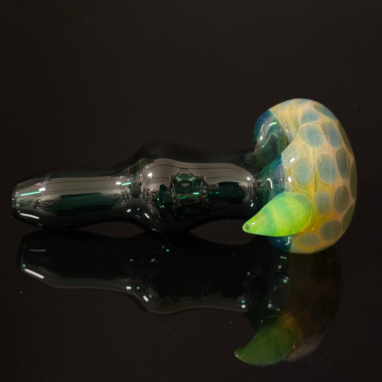 Green Honeycomb Glass Heady Pipe Hand Blown