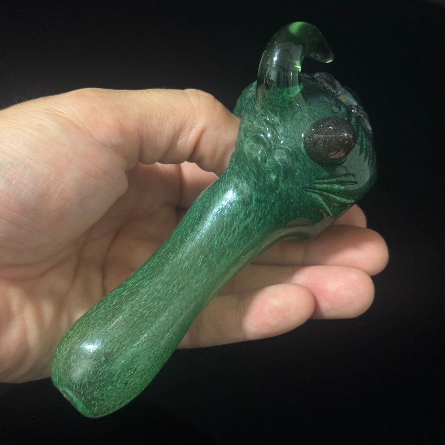 Eyeball Monster Dichro Sparke Green Glass Heady Pipe Hand Blown