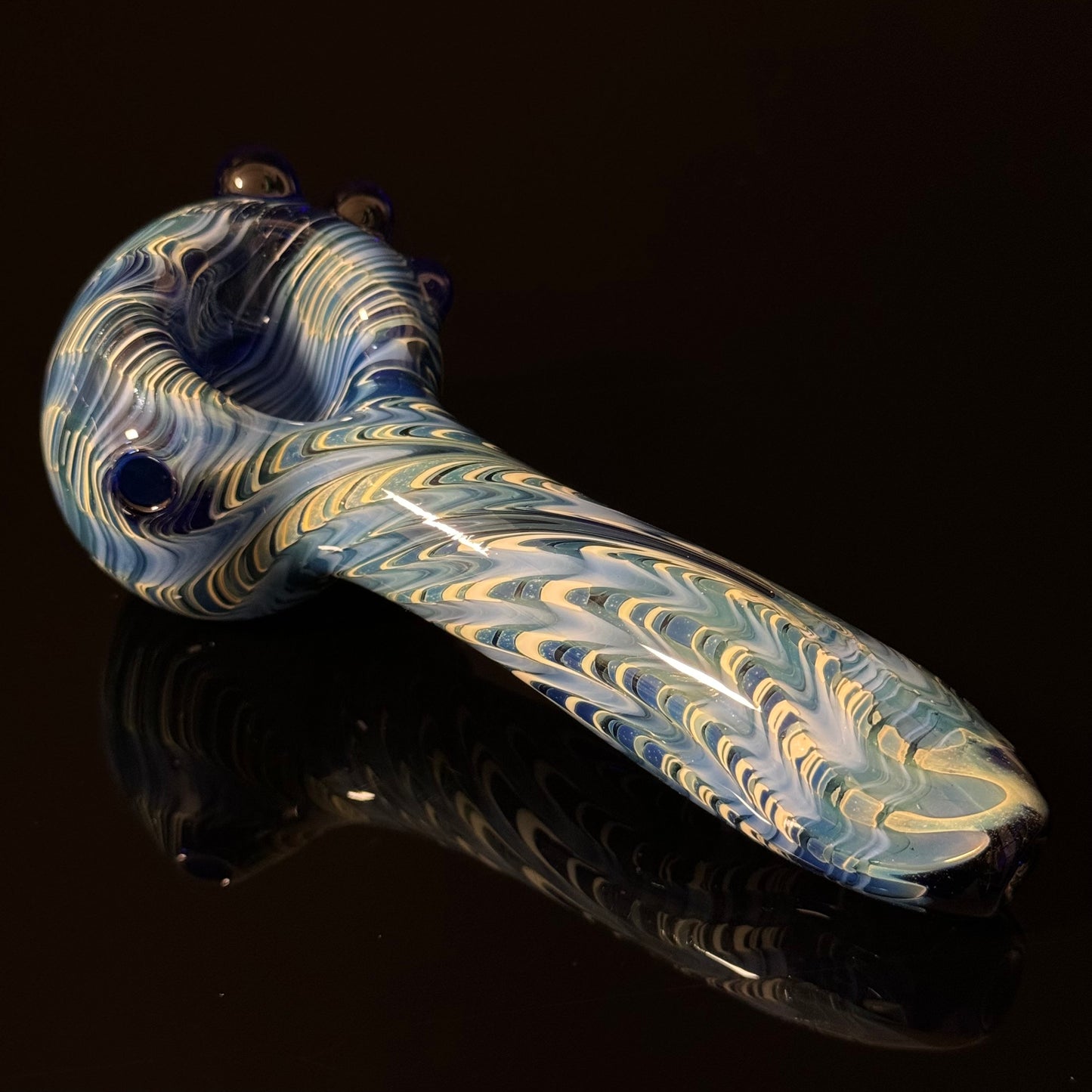 Blue & White Cobalt Wrapped Color Glass Heady Pipe Hand Blown