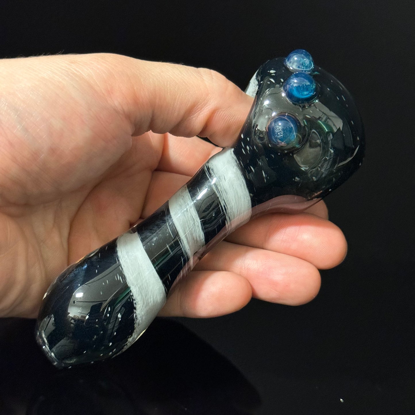 Extra Heavy Black & White Inside Out Glass Heady Pipe Hand Blown