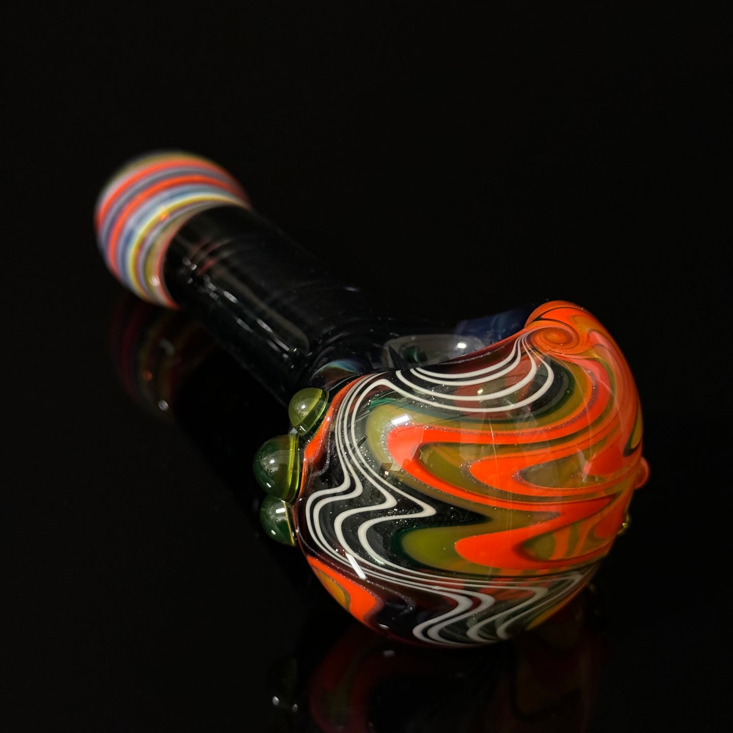 Full Linework Switchback Glass Pipe, Heady Hand Blown with An Opal