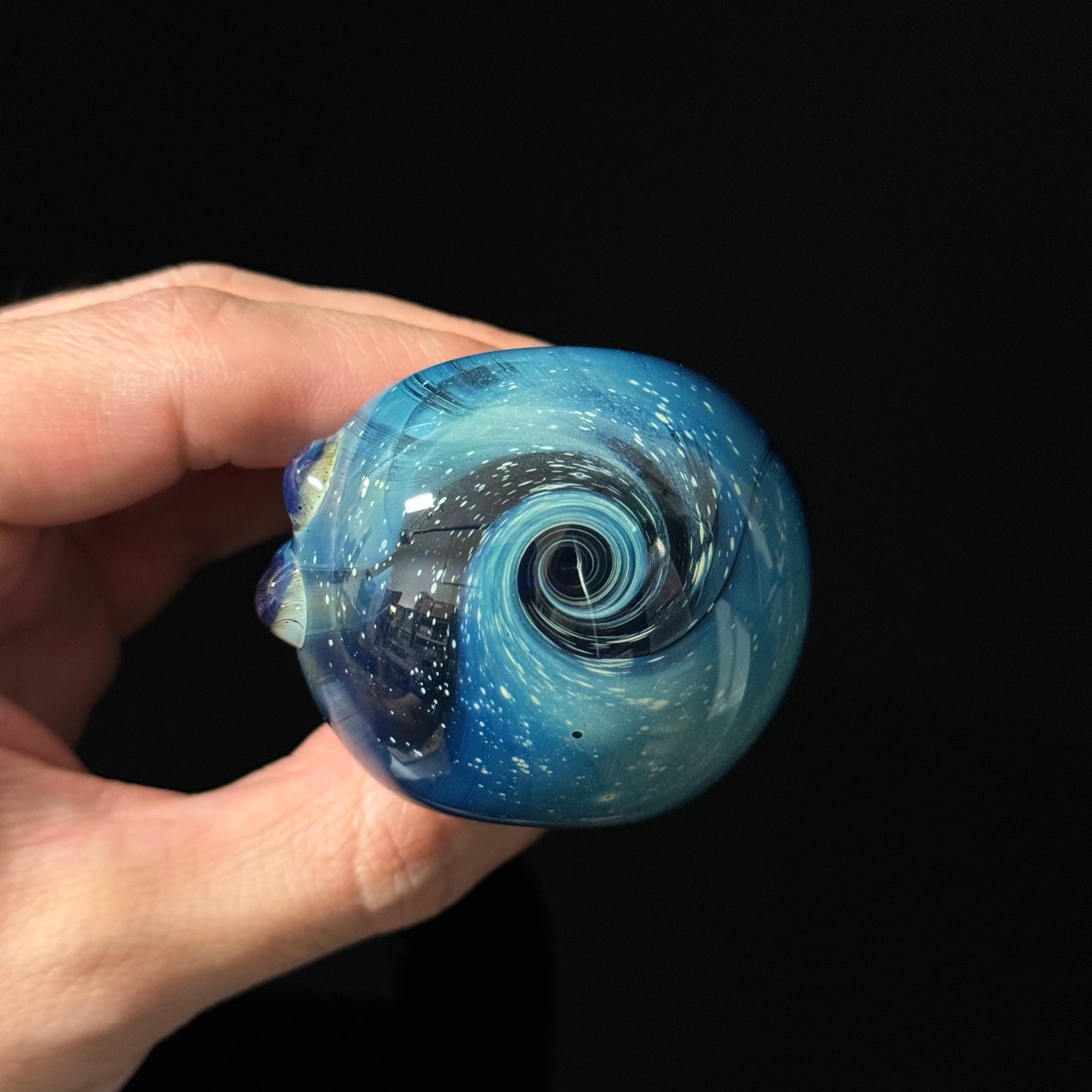 Blue Space Galaxy Nebula Glass Pipe Silver Fumed Glass Pipe, Heady Hand Blown