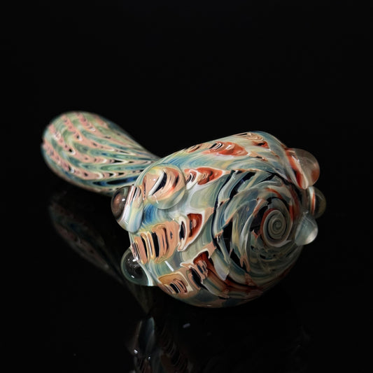 Blue & Green Multicolor Cobalt Wrapped Color Glass Heady Pipe Hand Blown