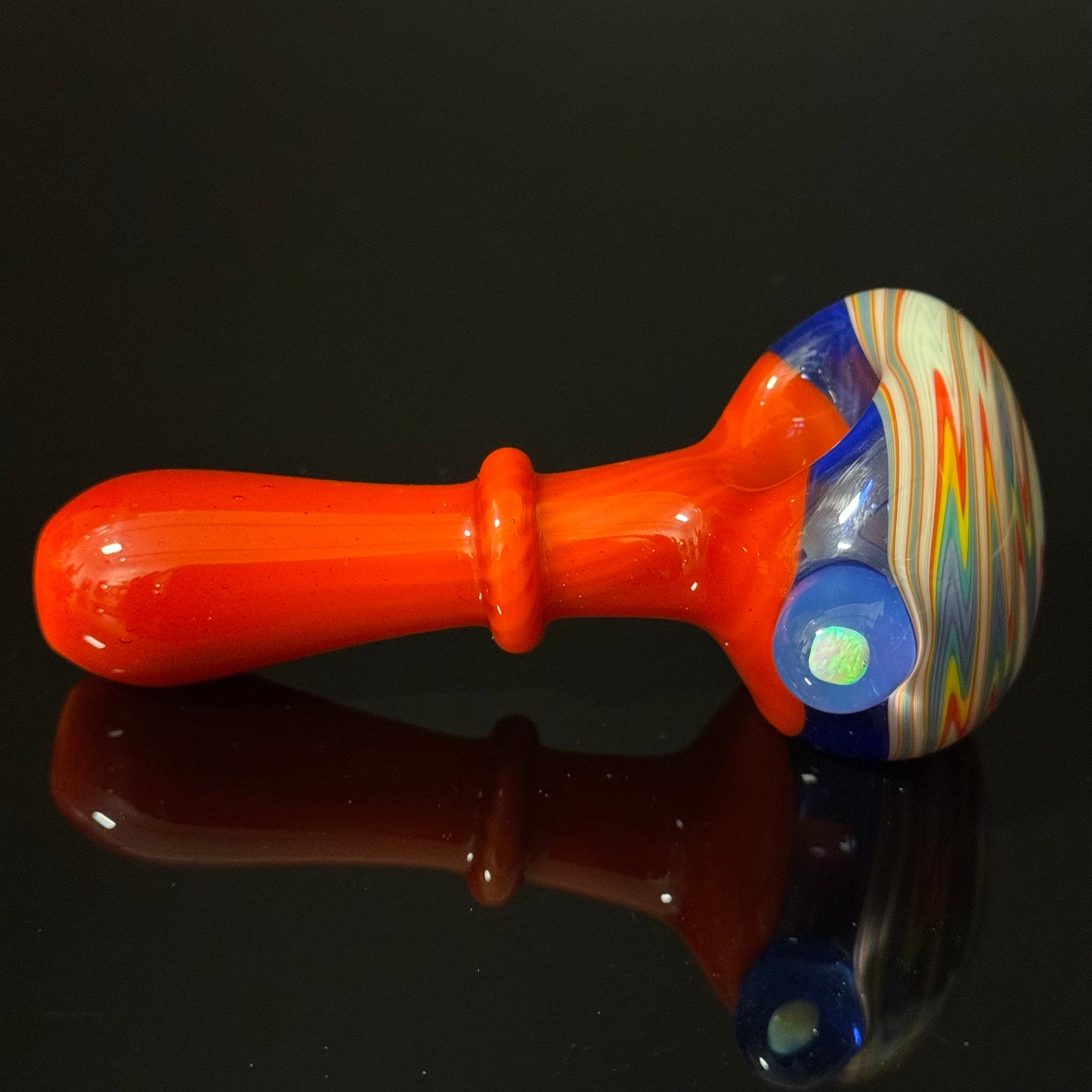 Full Color Linework Glass Pipe, Heady Hand Blown with An Opal