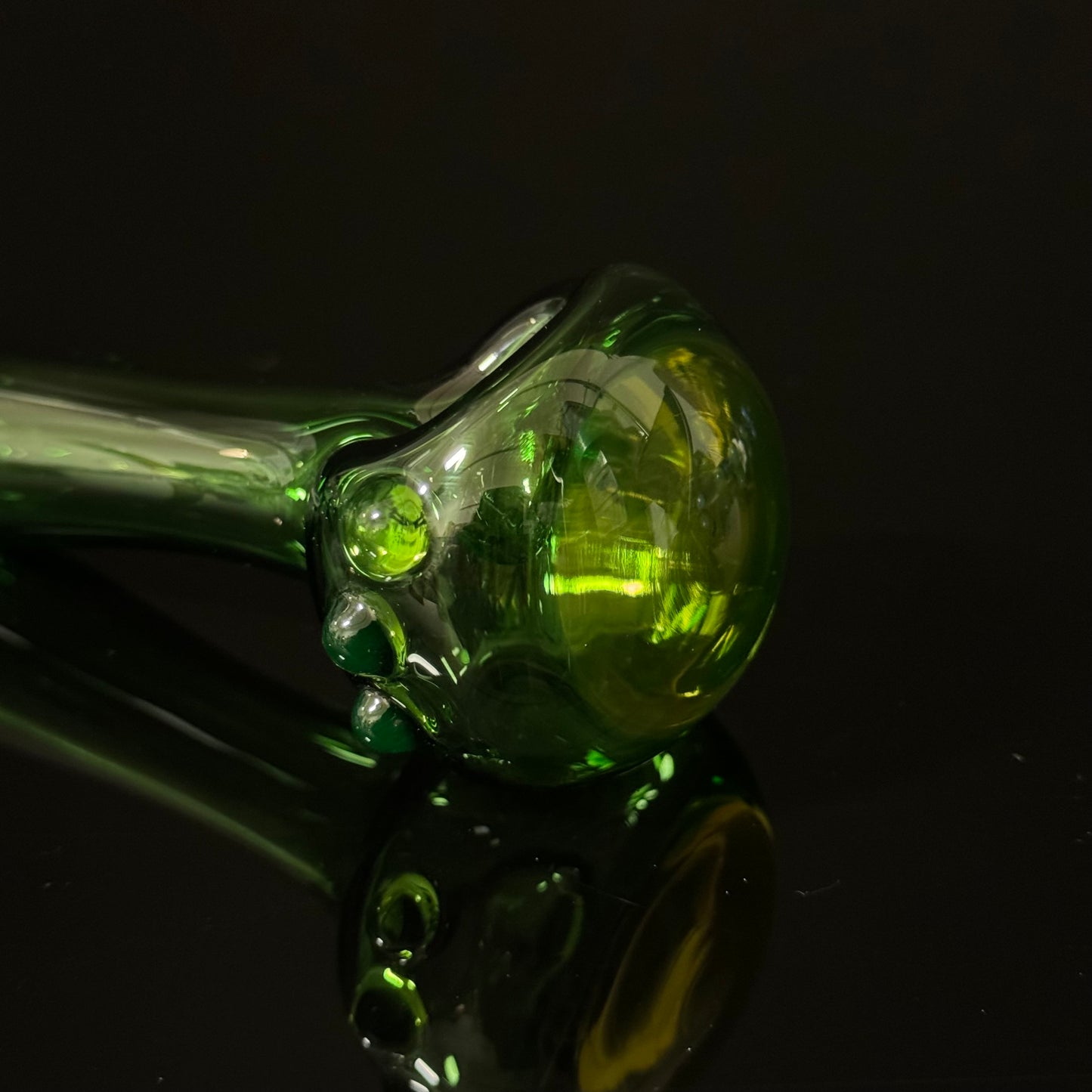 Solid Green Color Glass Heady Pipe Hand Blown