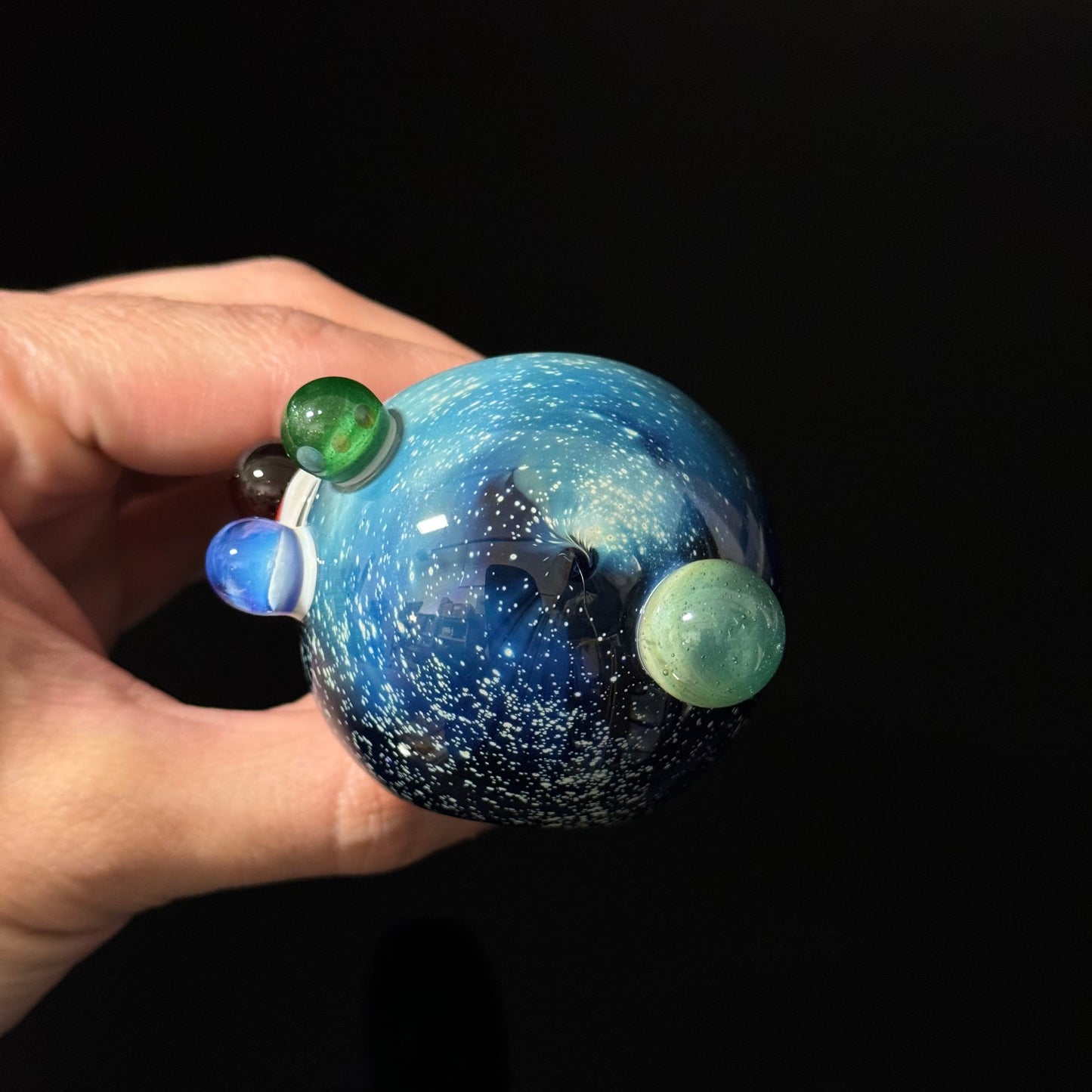 Blue Space Galaxy Nebula Glass Pipe Silver Fumed Glass Pipe, Heady Hand Blown