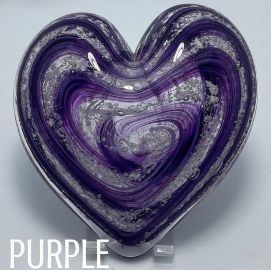Memorial Cremation Glass Heart Paperweight