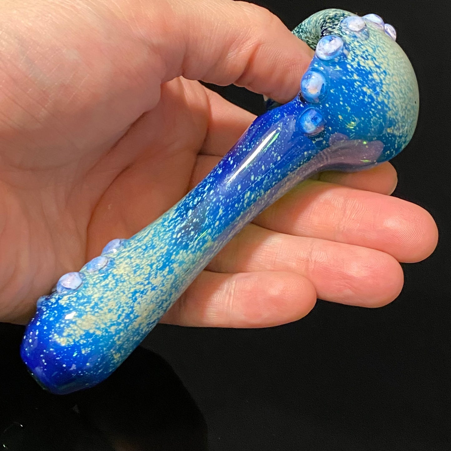 Blue Glass Pipe, Heady Hand Blown Pink Slyme Marbles