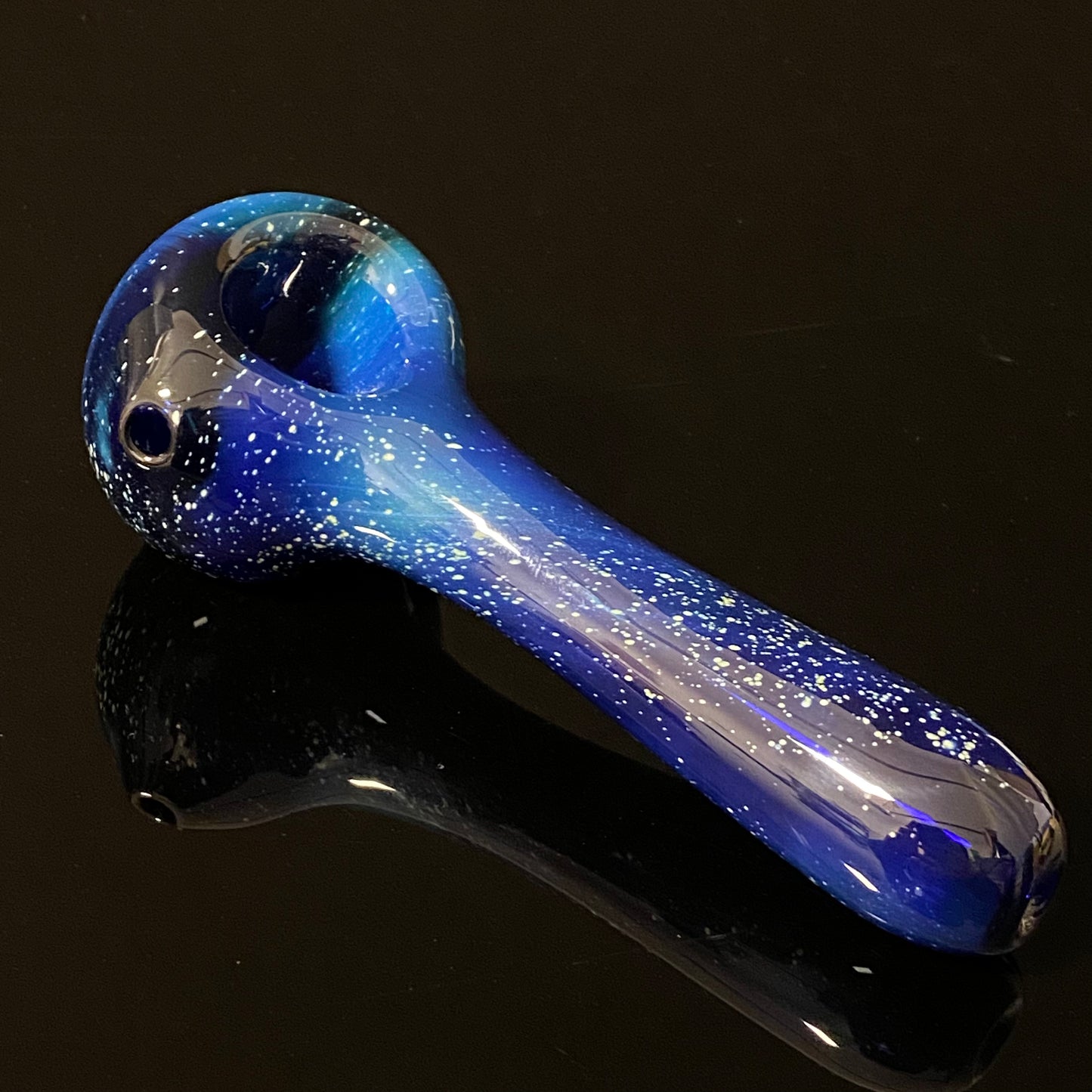 Small Galaxy Pipe Cobalt Space Pipe Pure Silver Fumed Glass Pipe, Heady Hand Blown