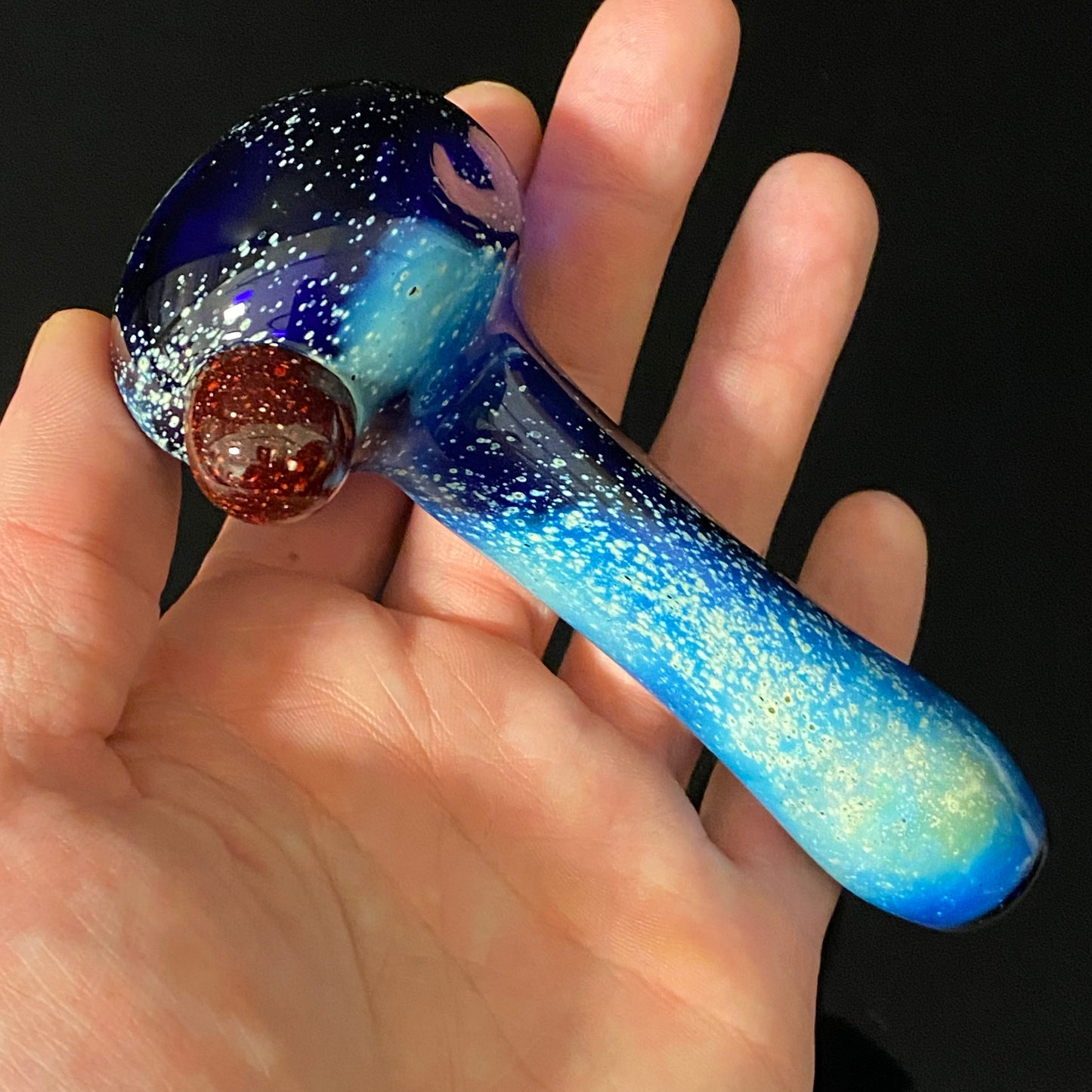 Galaxy Glass Pipe - Cobalt Space Nebula Fumed Glass Pipe, Heady Hand Blown