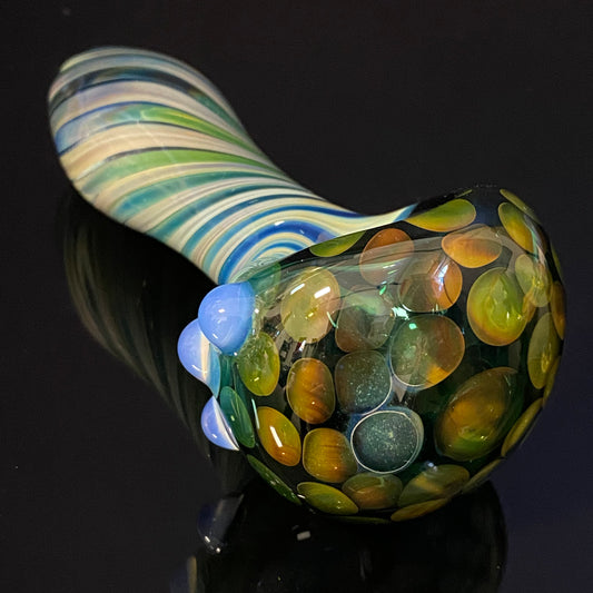 Green Honeycomb Glass Heady Pipe Hand Blown