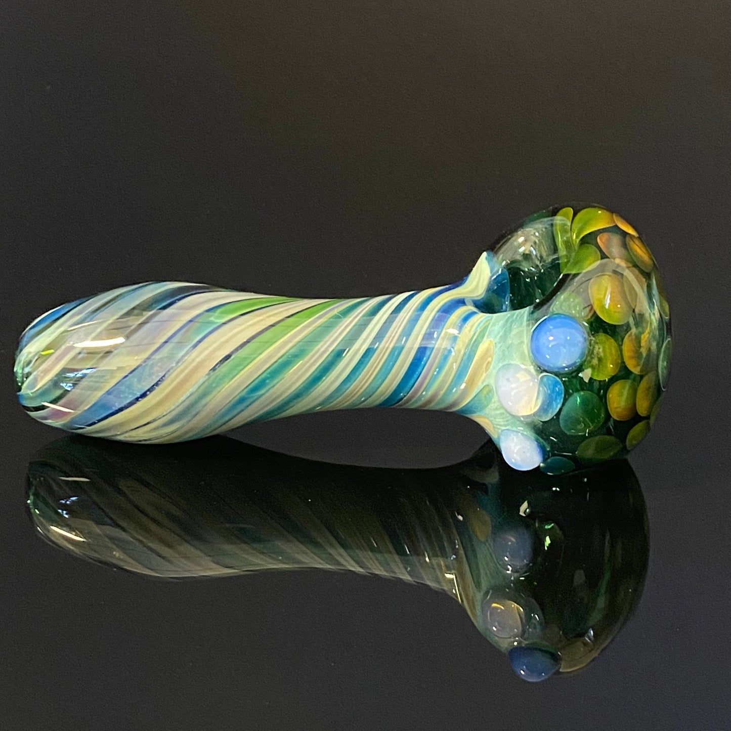 Green Honeycomb Glass Heady Pipe Hand Blown