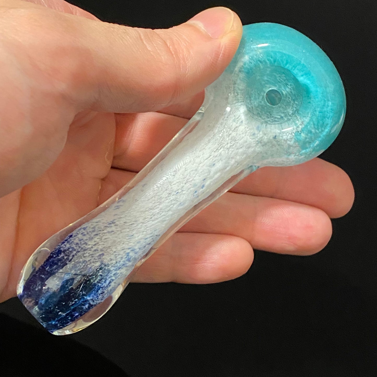 Heavy Inside out Blue & White Glass Pipe Heady Pipe Hand Blown Extra Thick