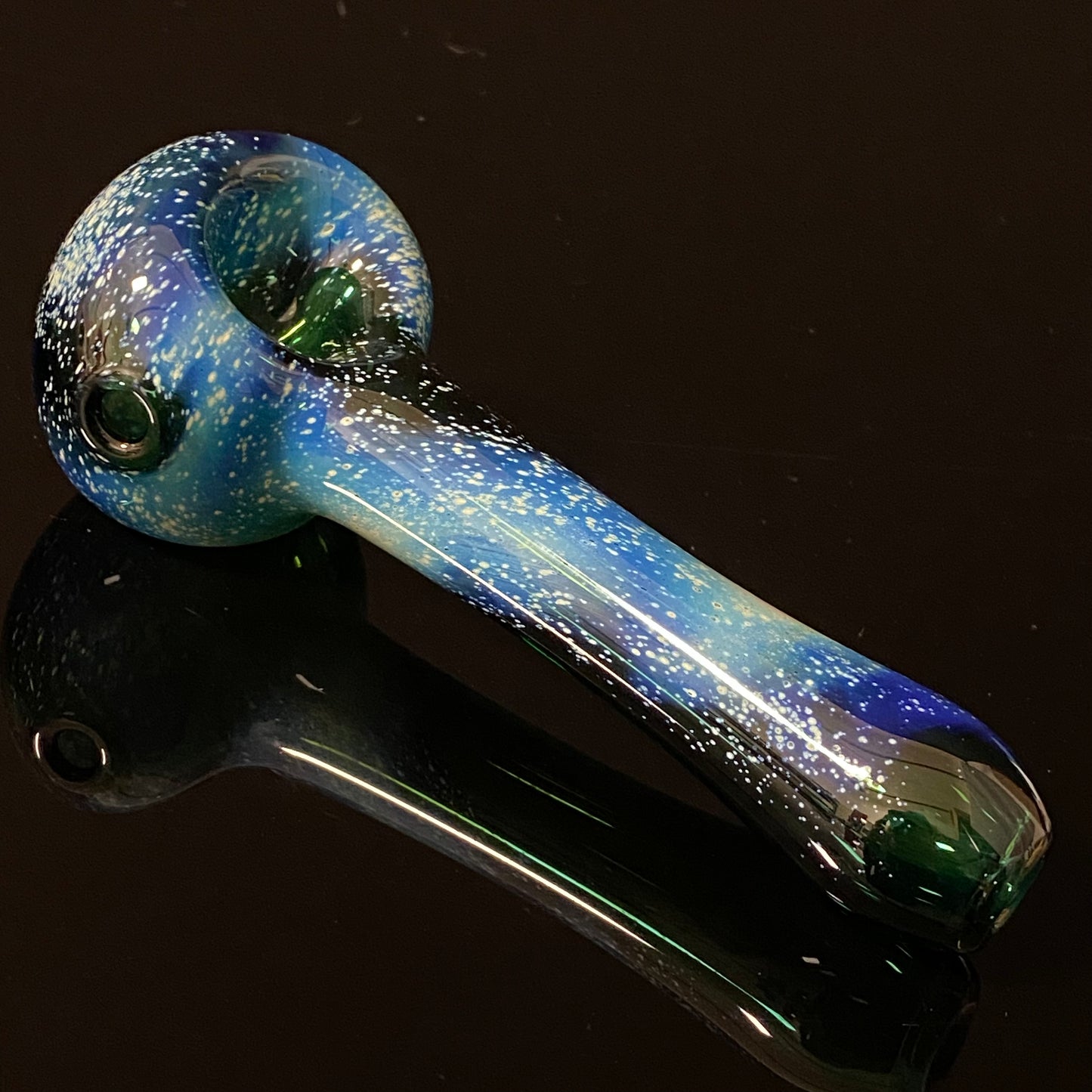 Galaxy Pipe Green Space Pipe Pure Silver Fumed Glass Pipe, Heady Hand Blown