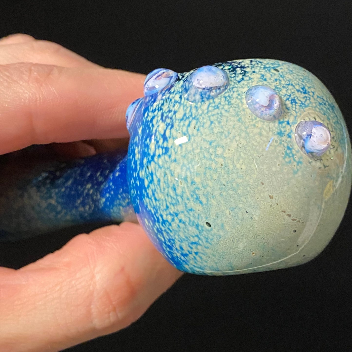 Blue Glass Pipe, Heady Hand Blown Pink Slyme Marbles