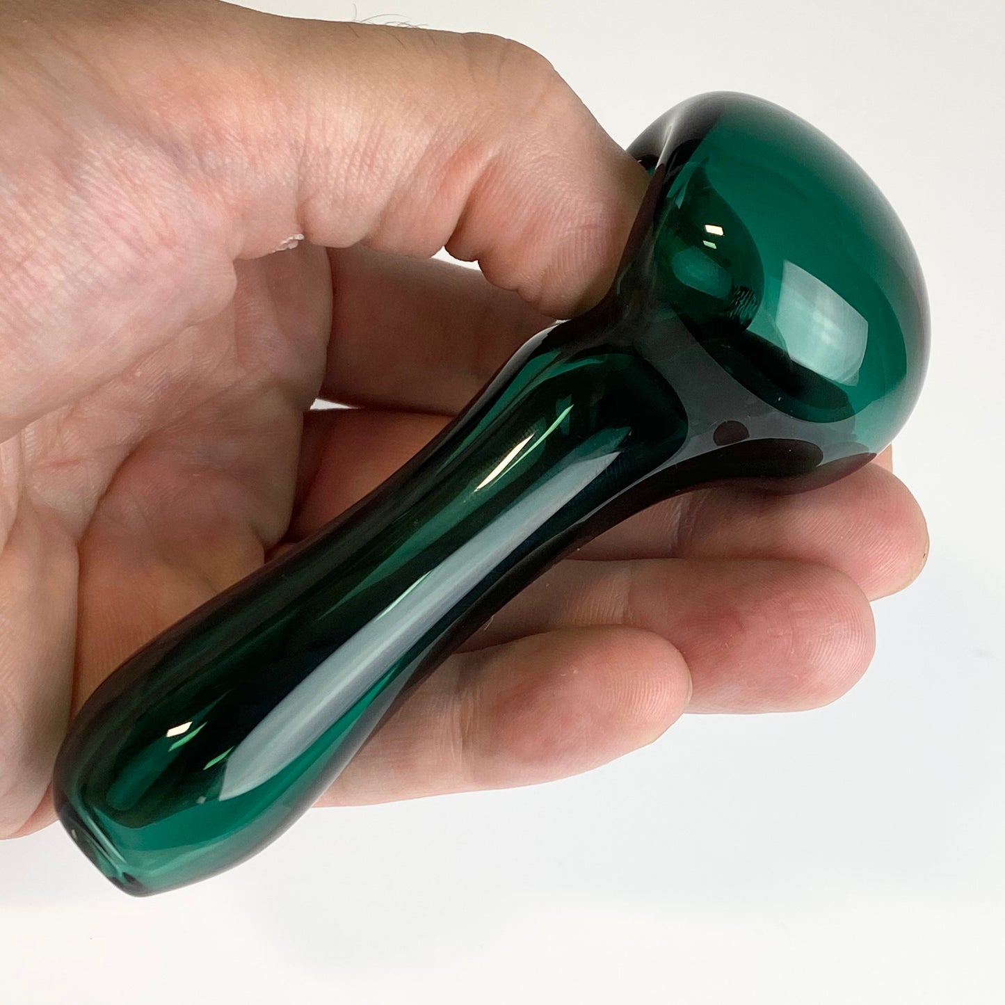 Solid Dark Green Pipe Glass Pipe, Heady Hand Blown