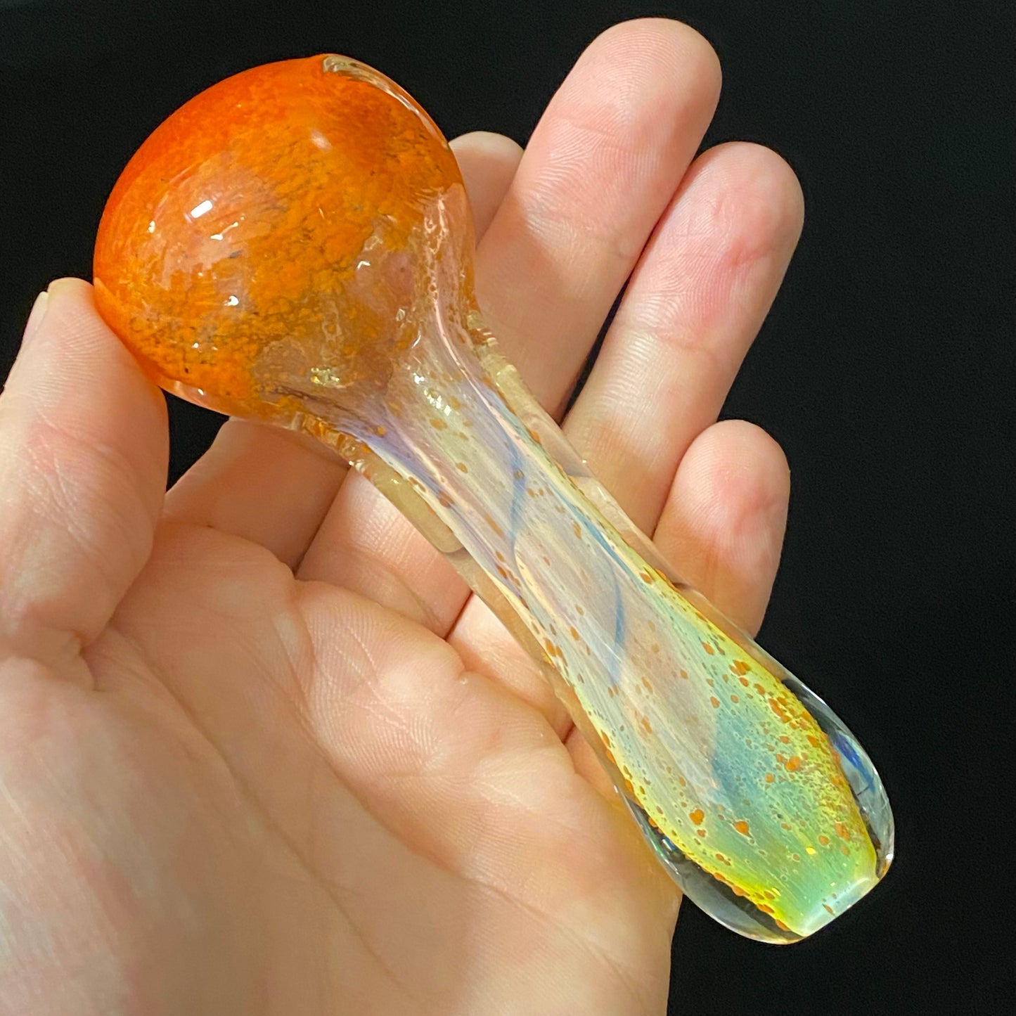 Extra Heavy Orange Inside Out Color Changing Silver Fumed Glass Heady Pipe Hand Blown