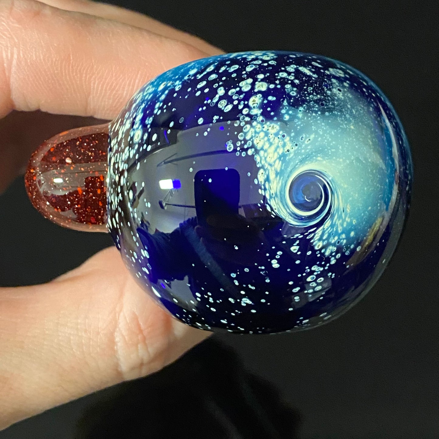 Galaxy Glass Pipe - Cobalt Space Nebula Fumed Glass Pipe, Heady Hand Blown