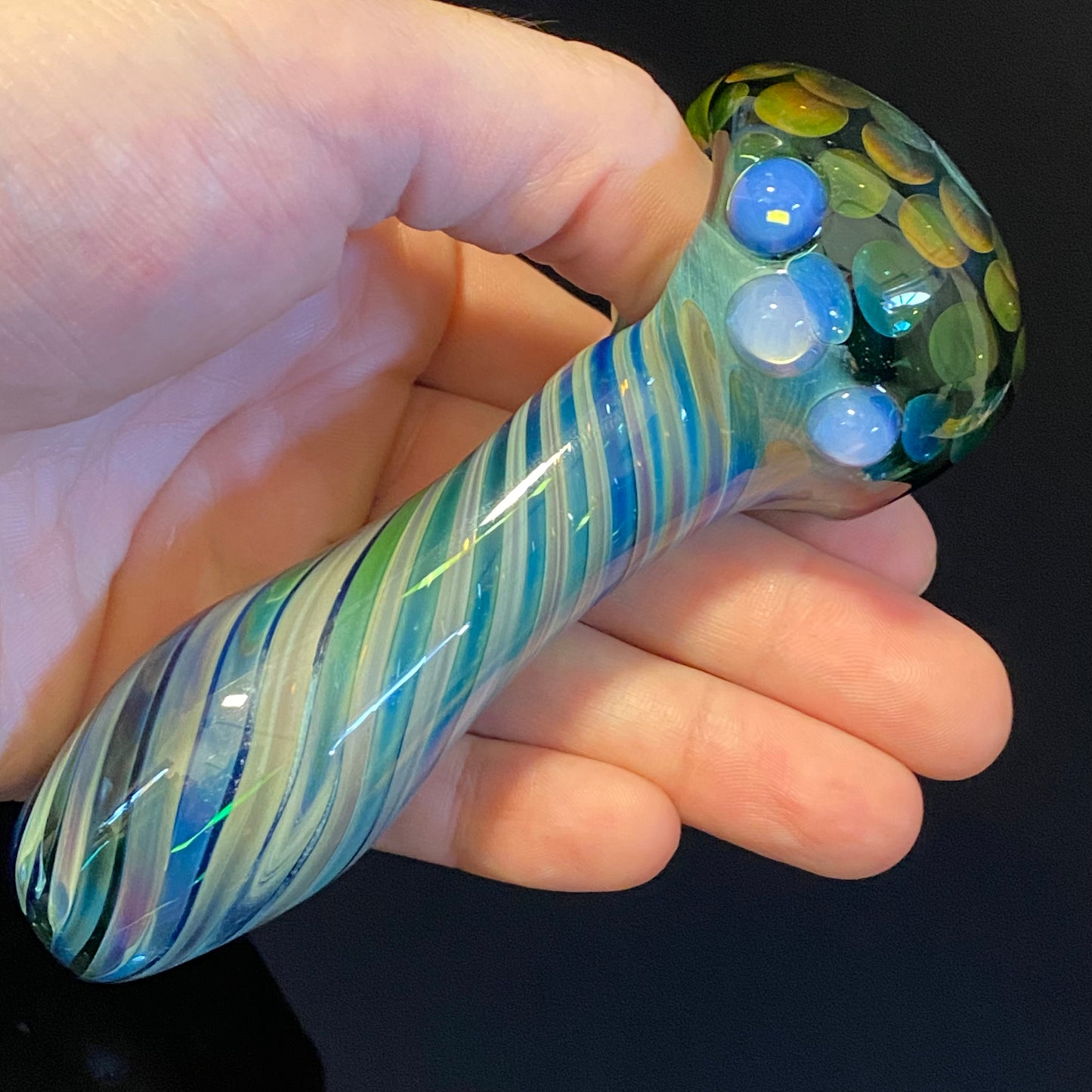 Green Honeycomb Glass Heady Pipe Hand Blown