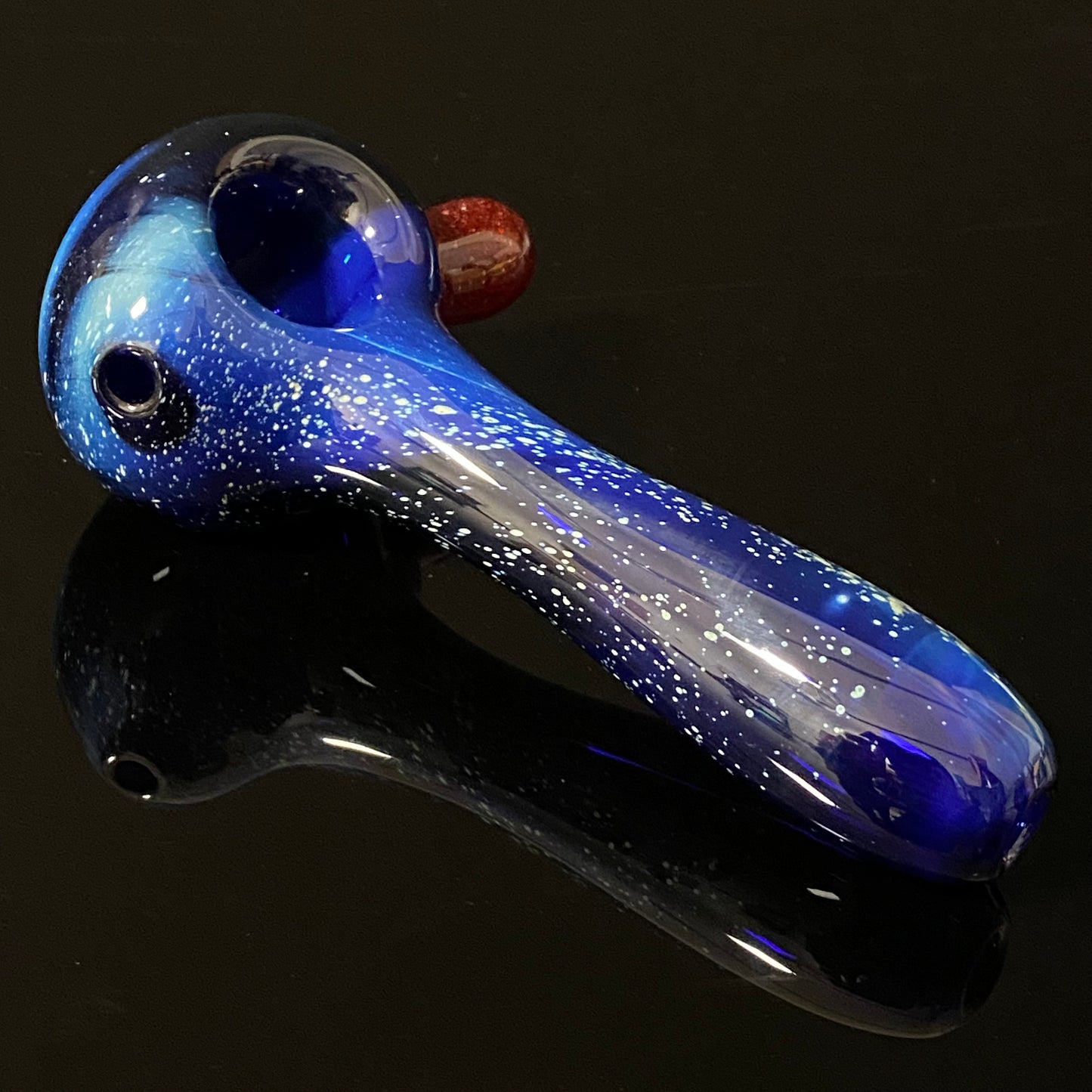 Galaxy Glass Pipe - Cobalt Space Nebula Fumed Glass Pipe, Heady Hand Blown