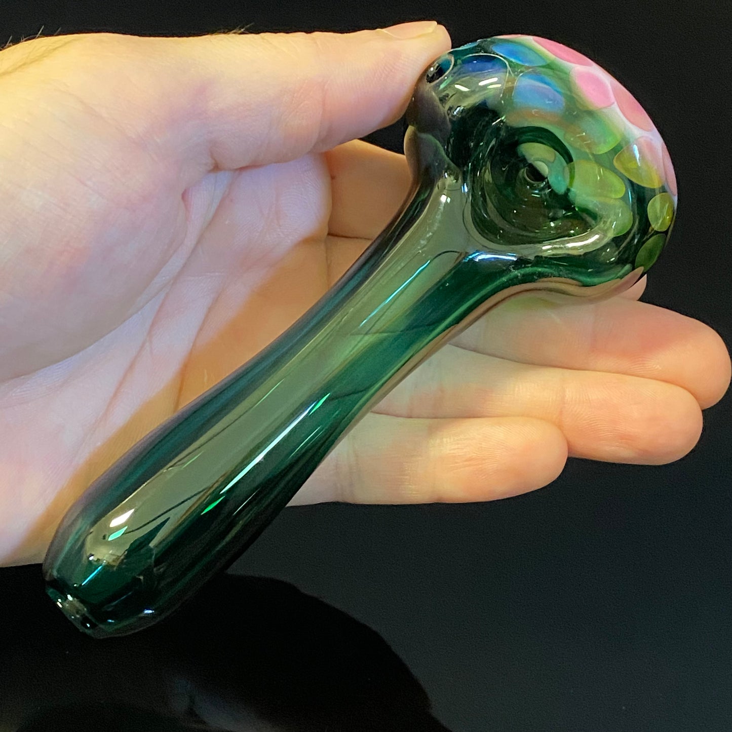 Pink Honeycomb Glass Heady Pipe Hand Blown