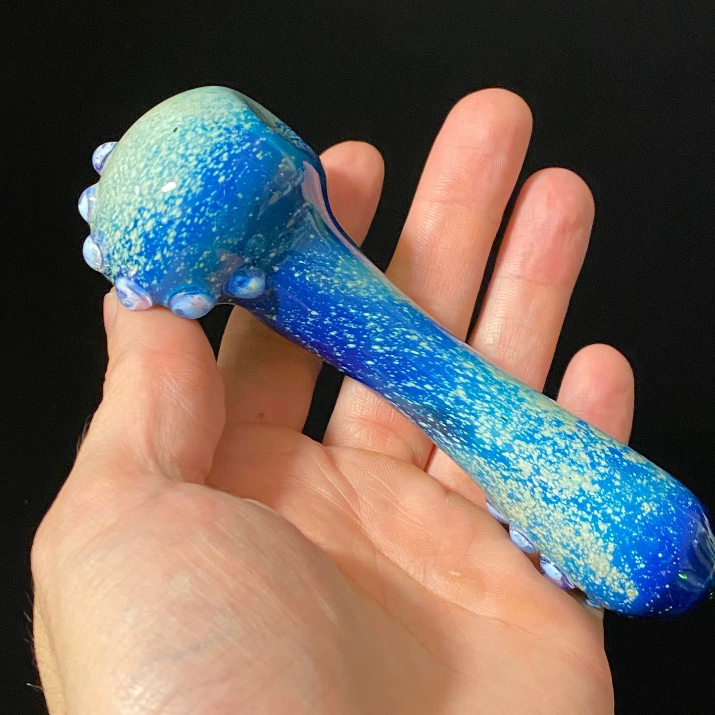 Blue Glass Pipe, Heady Hand Blown Pink Slyme Marbles