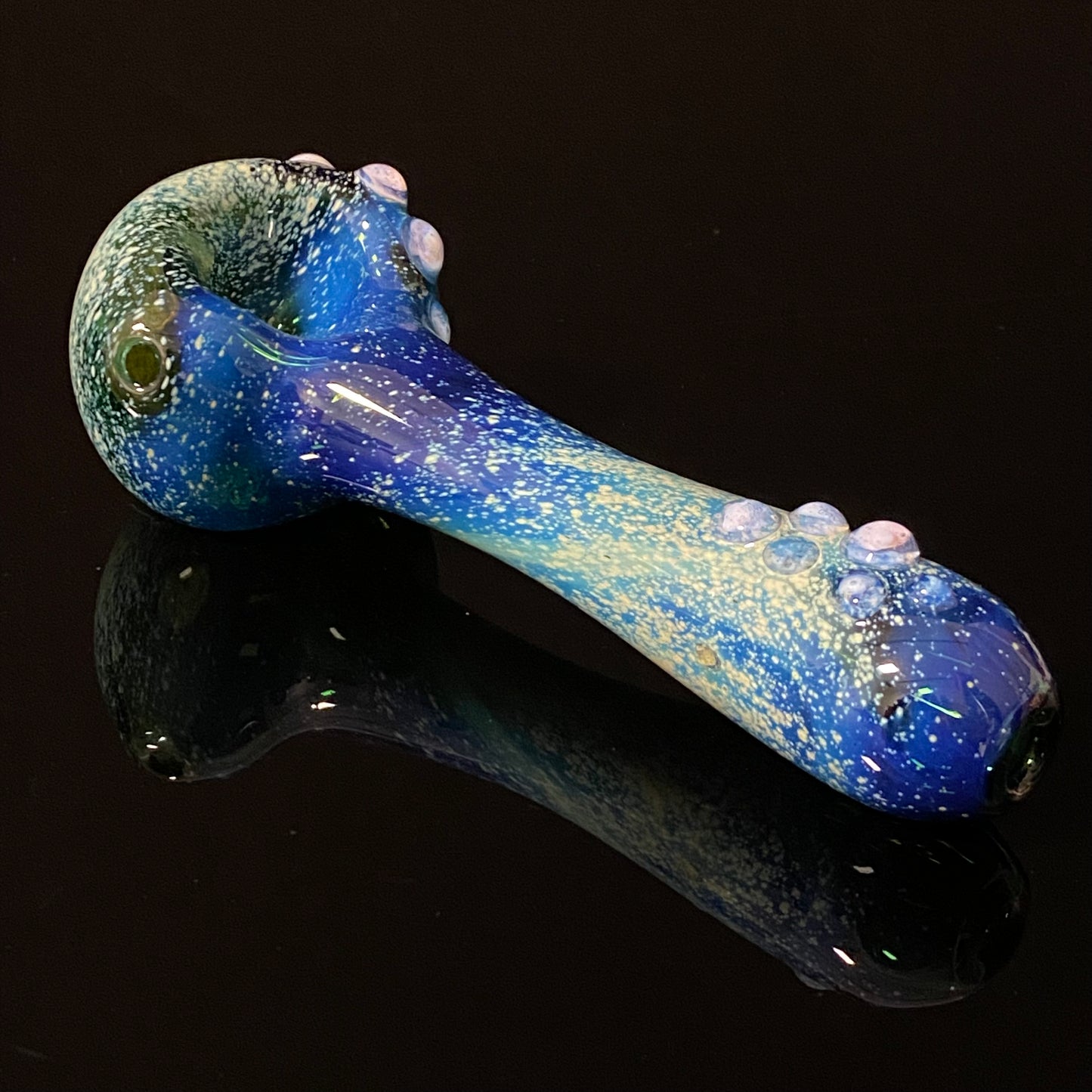 Blue Glass Pipe, Heady Hand Blown Pink Slyme Marbles