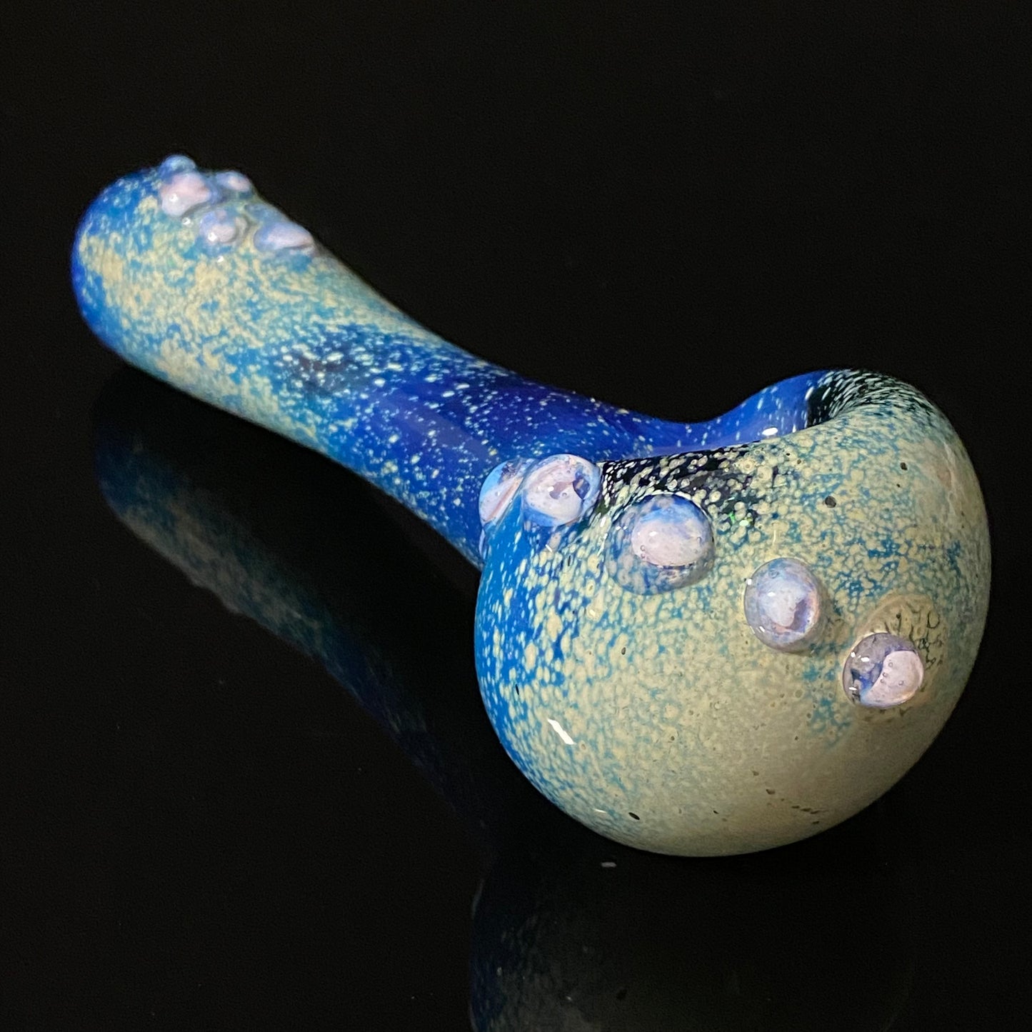 Blue Glass Pipe, Heady Hand Blown Pink Slyme Marbles