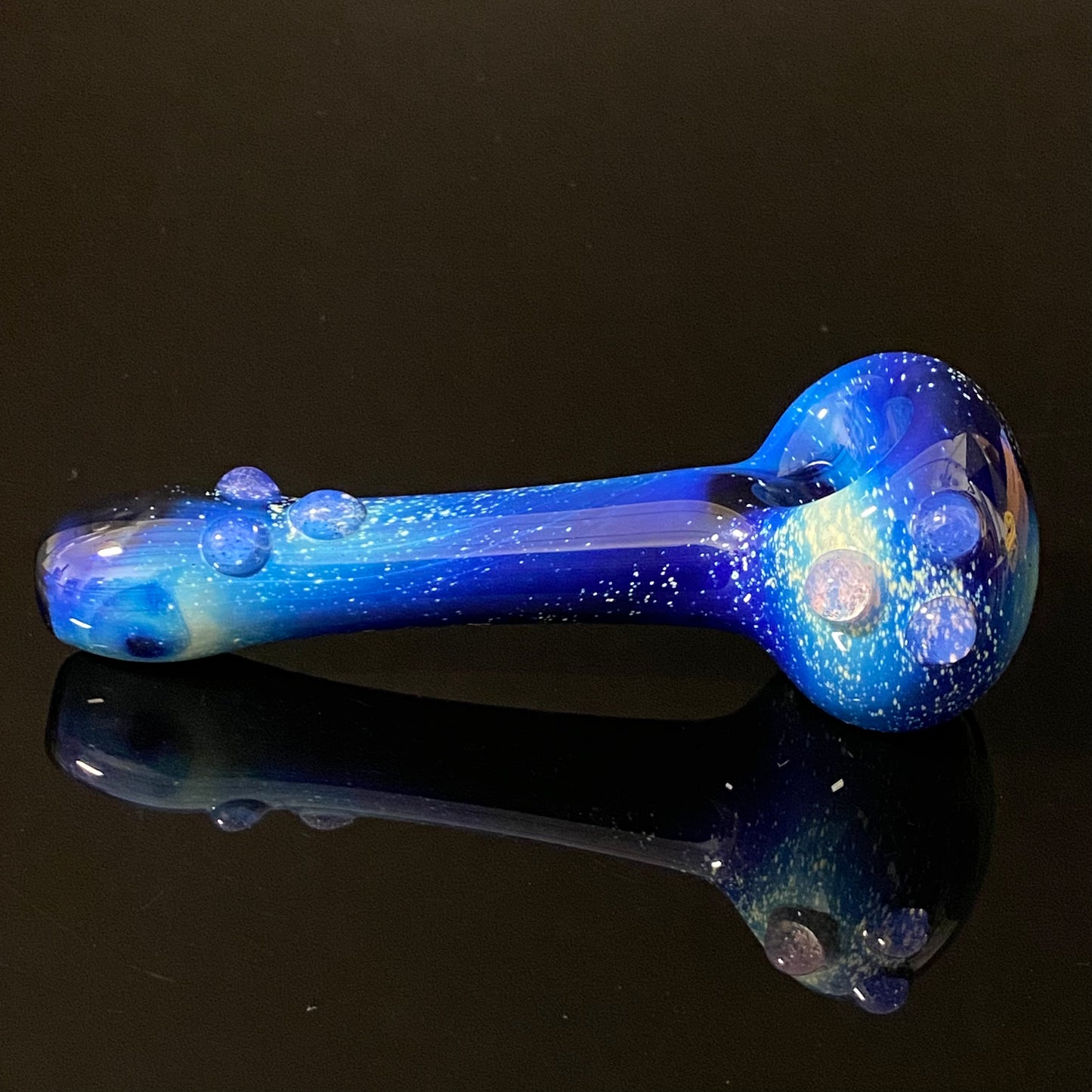 Galaxy Pipe Cobalt Space Pipe Fumed Cobalt Glass Pipe, Heady Hand Blown with Slyme