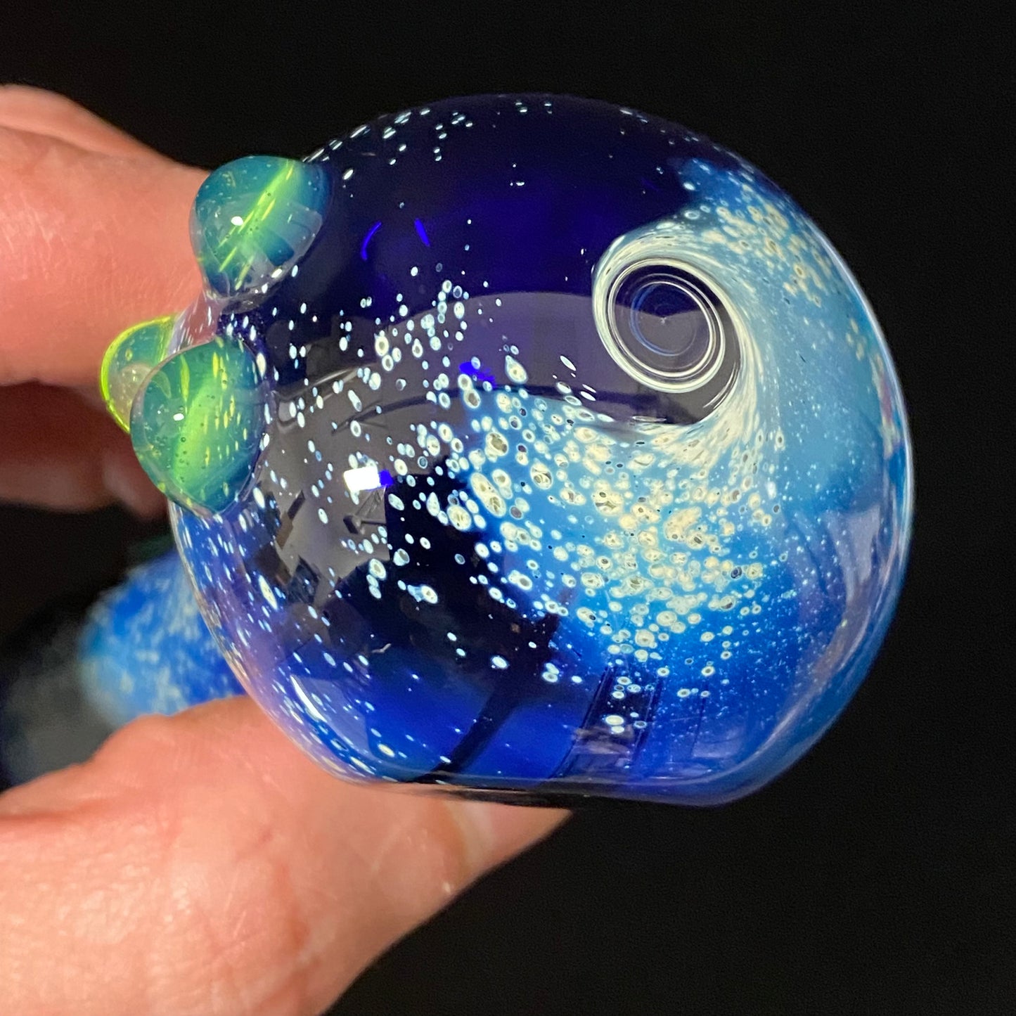 Galaxy Pipe Cobalt Space Pipe Fumed Cobalt Glass Pipe, Heady Hand Blown with Slyme