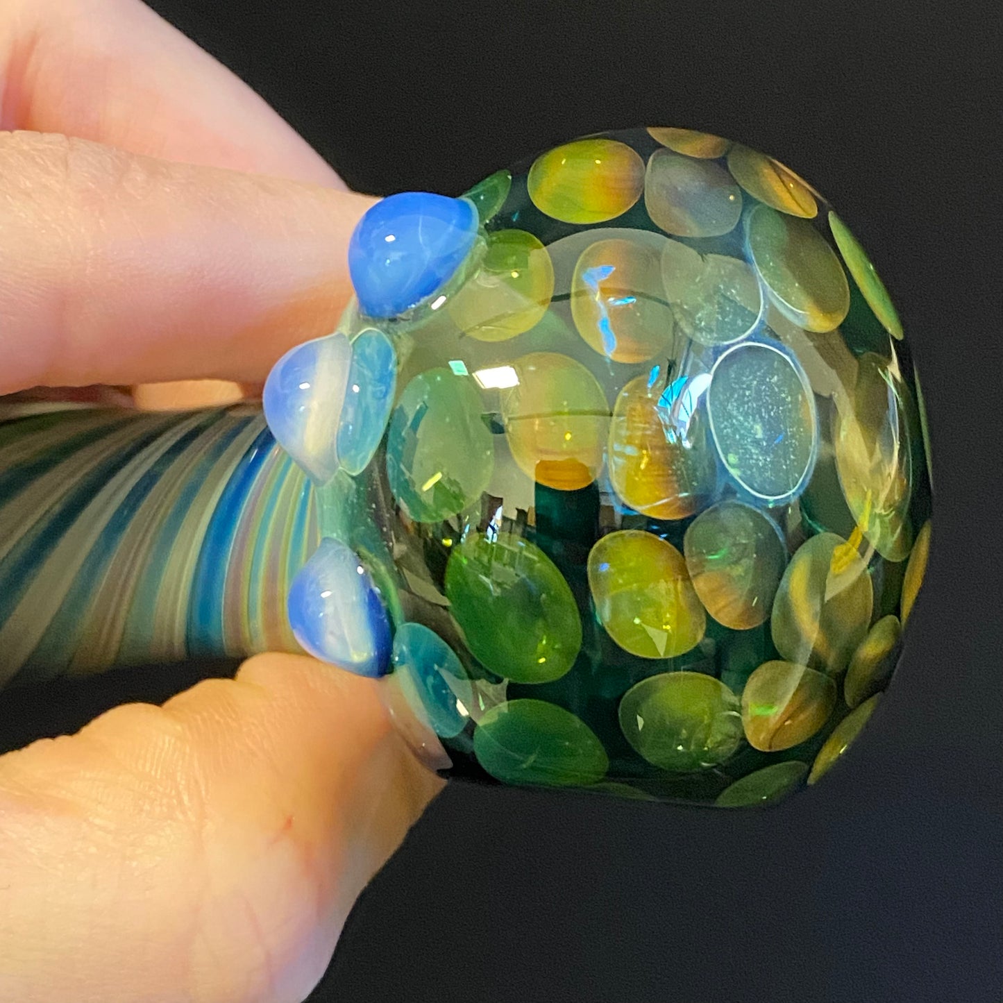 Green Honeycomb Glass Heady Pipe Hand Blown