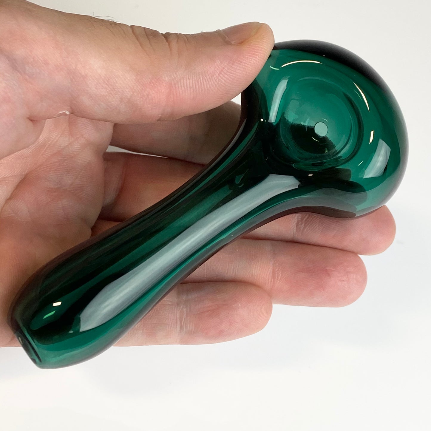 Solid Dark Green Pipe Glass Pipe, Heady Hand Blown