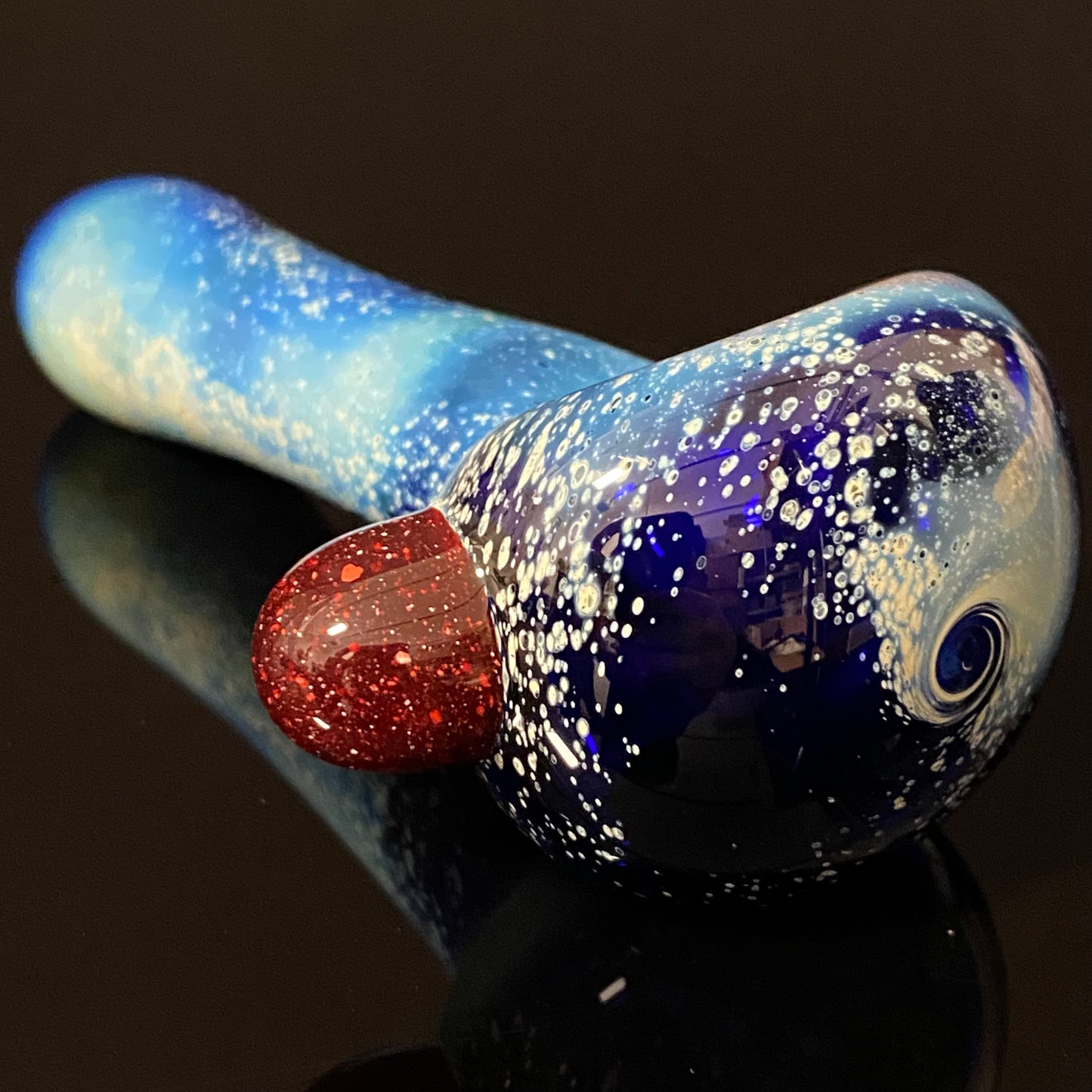 Galaxy Glass Pipe - Cobalt Space Nebula Fumed Glass Pipe, Heady Hand Blown