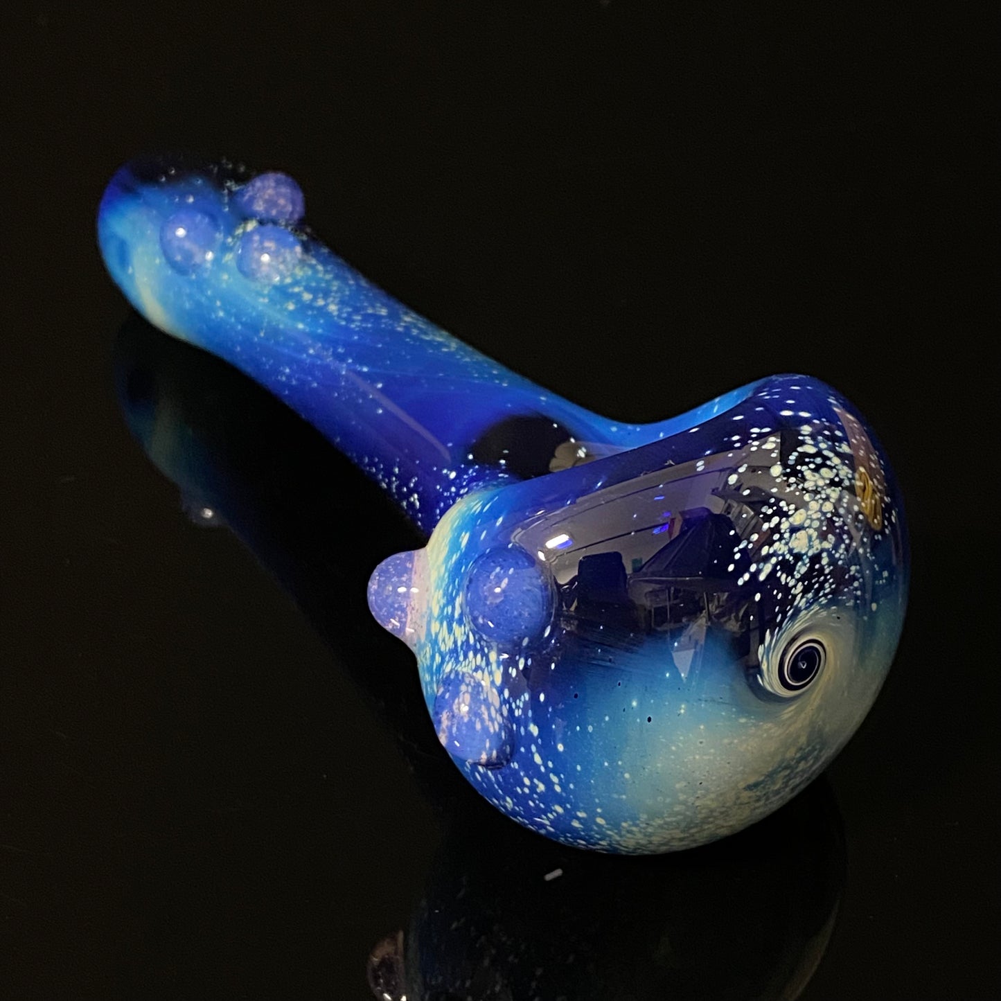 Galaxy Pipe Cobalt Space Pipe Fumed Cobalt Glass Pipe, Heady Hand Blown with Slyme