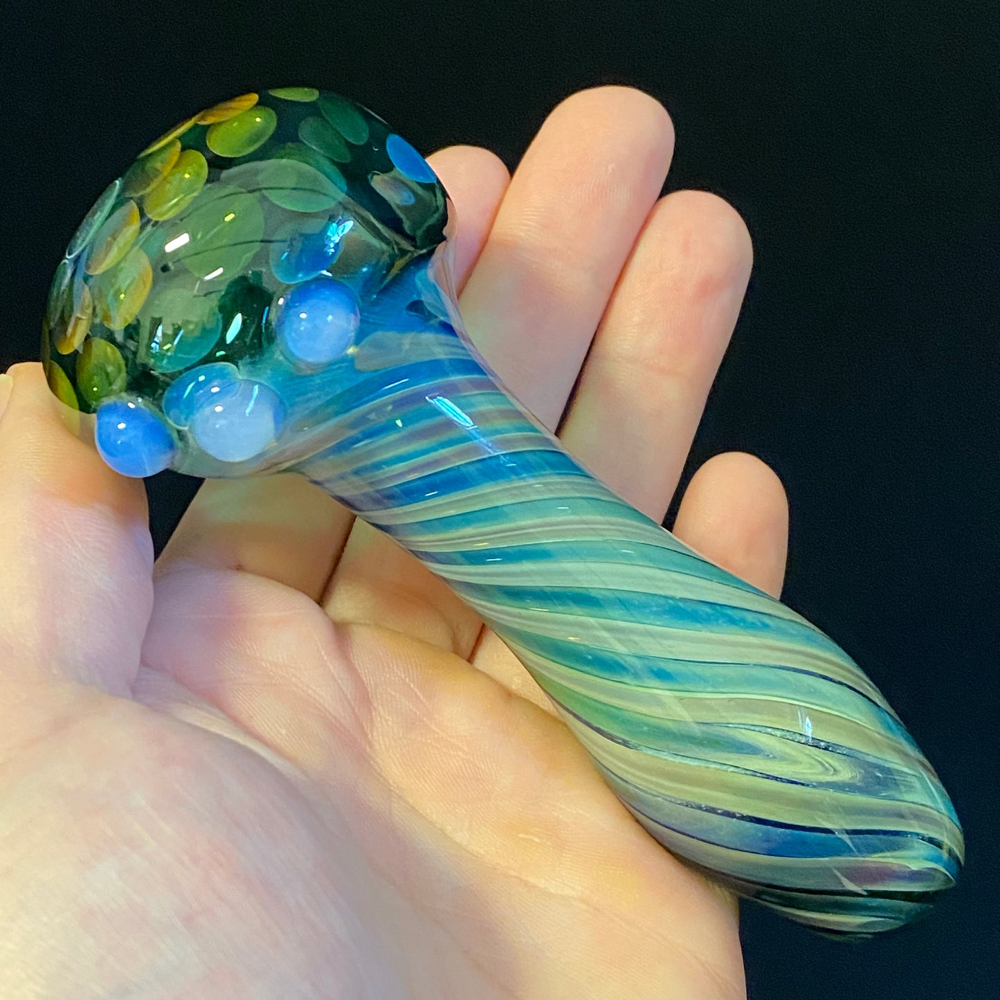 Green Honeycomb Glass Heady Pipe Hand Blown