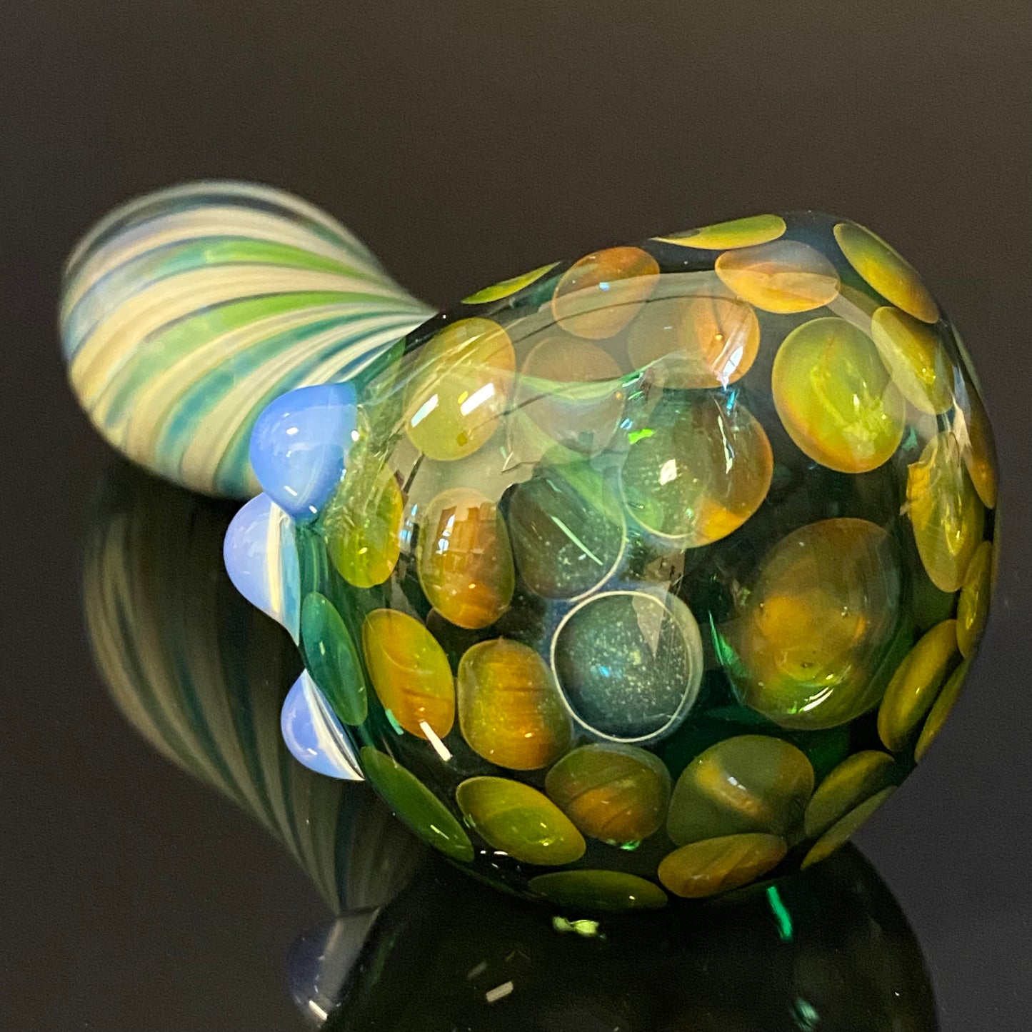 Green Honeycomb Glass Heady Pipe Hand Blown