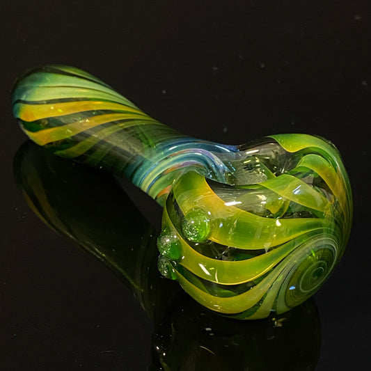 Green Wrapped Color Glass Heady Pipe Hand Blown