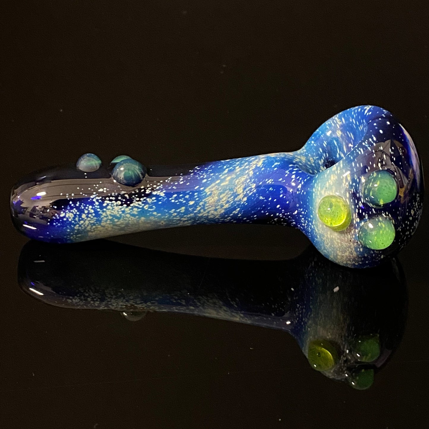 Galaxy Pipe Cobalt Space Pipe Fumed Cobalt Glass Pipe, Heady Hand Blown with Slyme