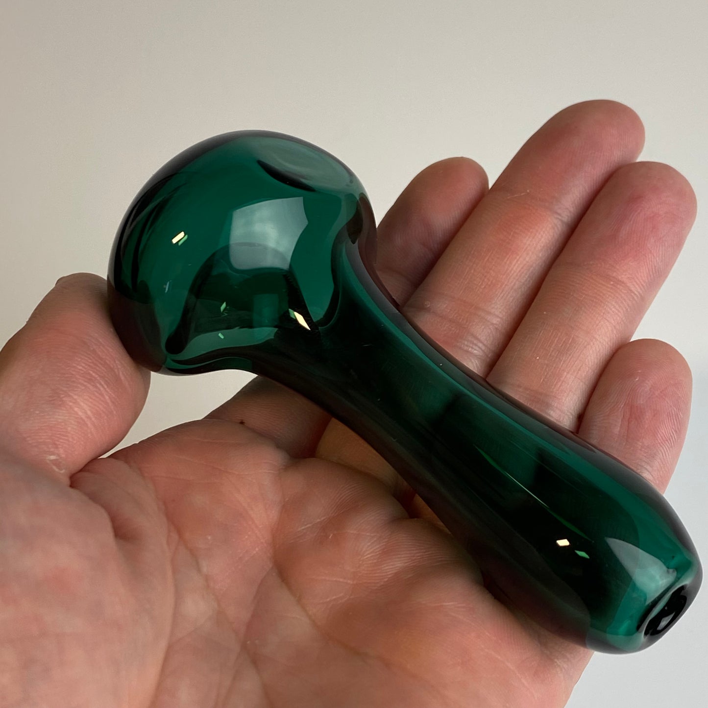 Solid Dark Green Pipe Glass Pipe, Heady Hand Blown