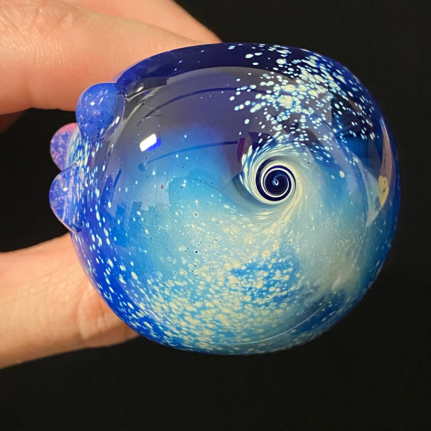 Galaxy Pipe Cobalt Space Pipe Fumed Cobalt Glass Pipe, Heady Hand Blown with Slyme