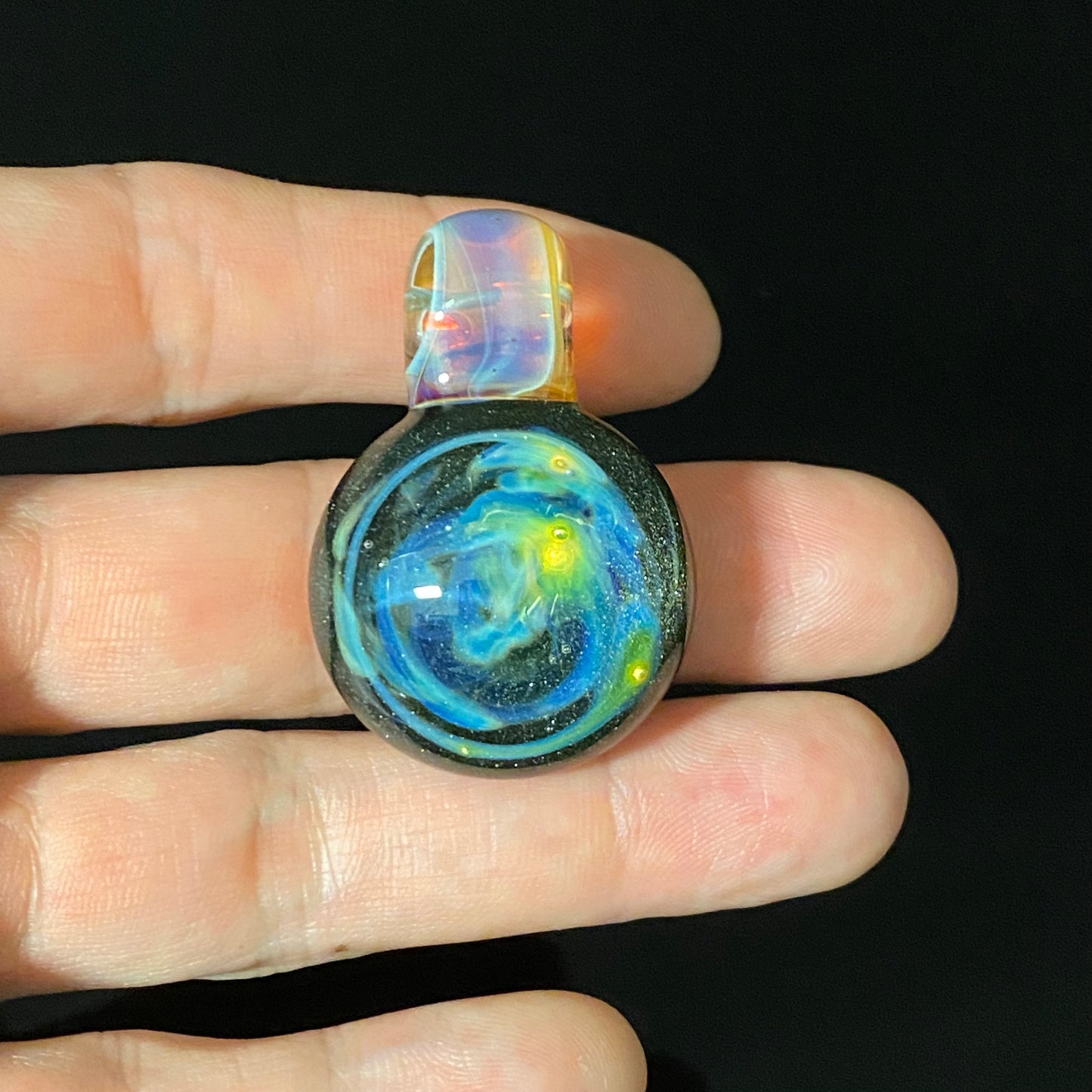 Galaxy Space Hand Made Glass Fume Pendant Necklace Made here in the Pacific Northwest